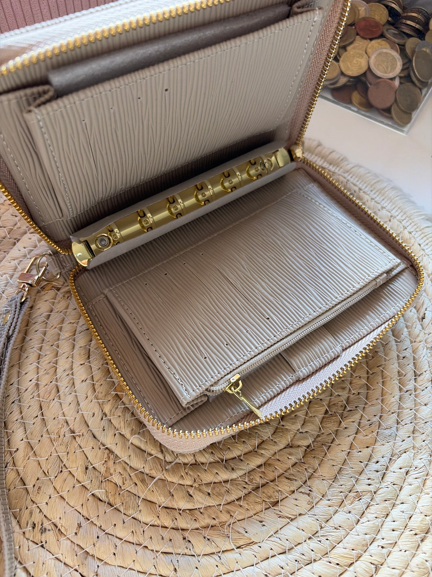A7 portemonnee rits binder beige