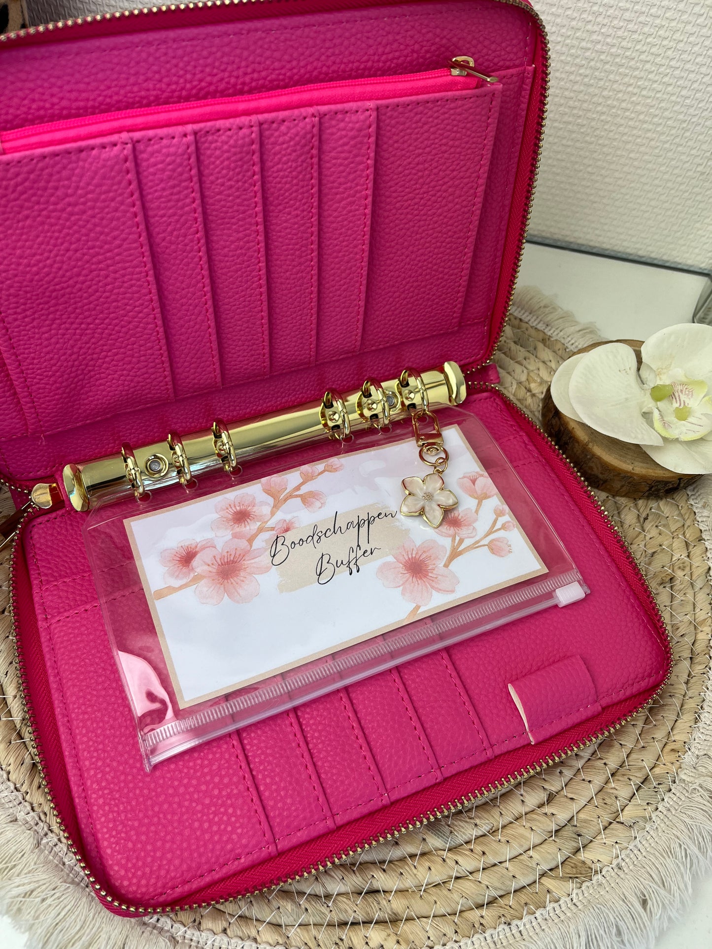 Luxe rits binder hot pink