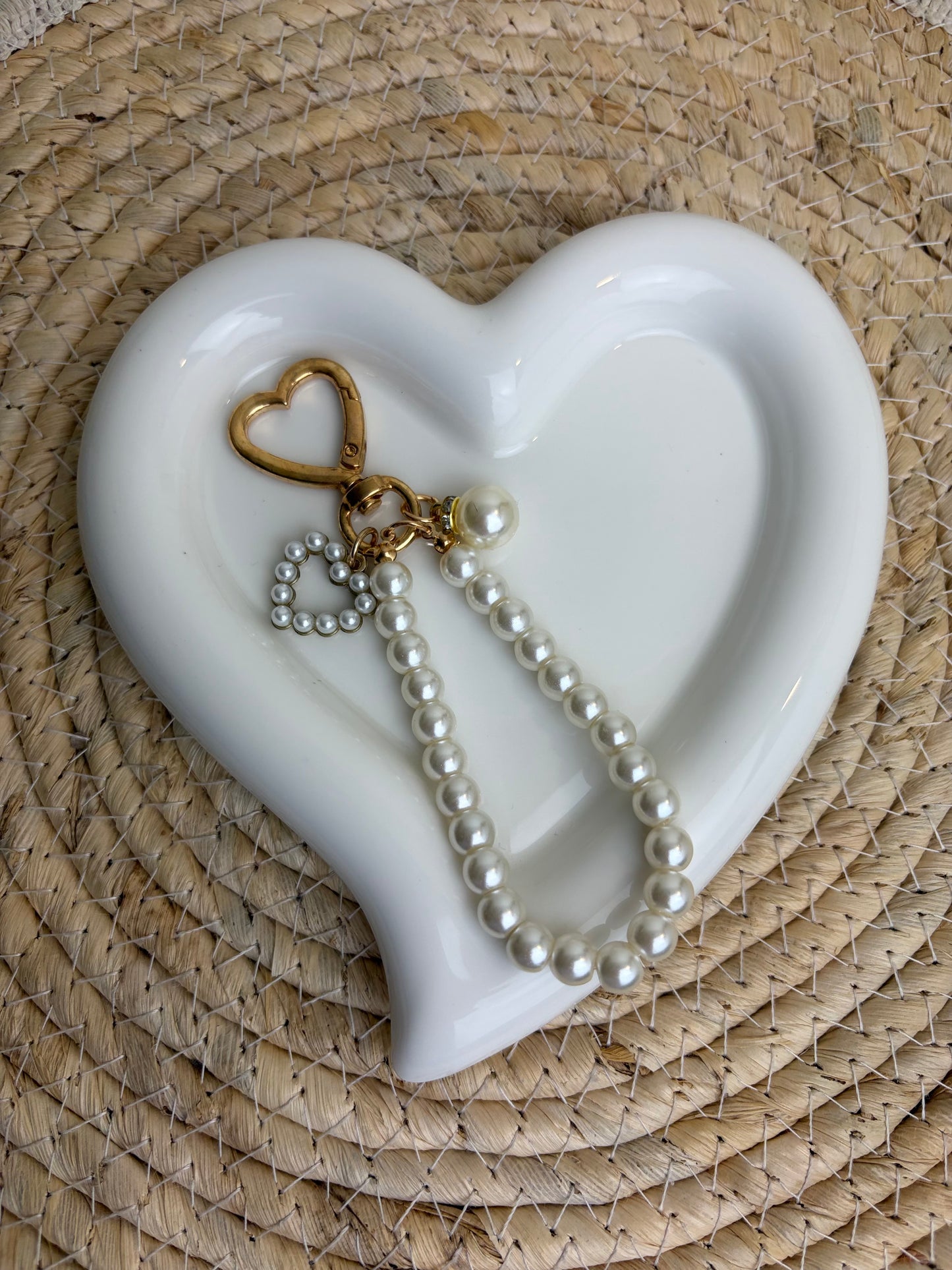 Hanger hart met parel hartje