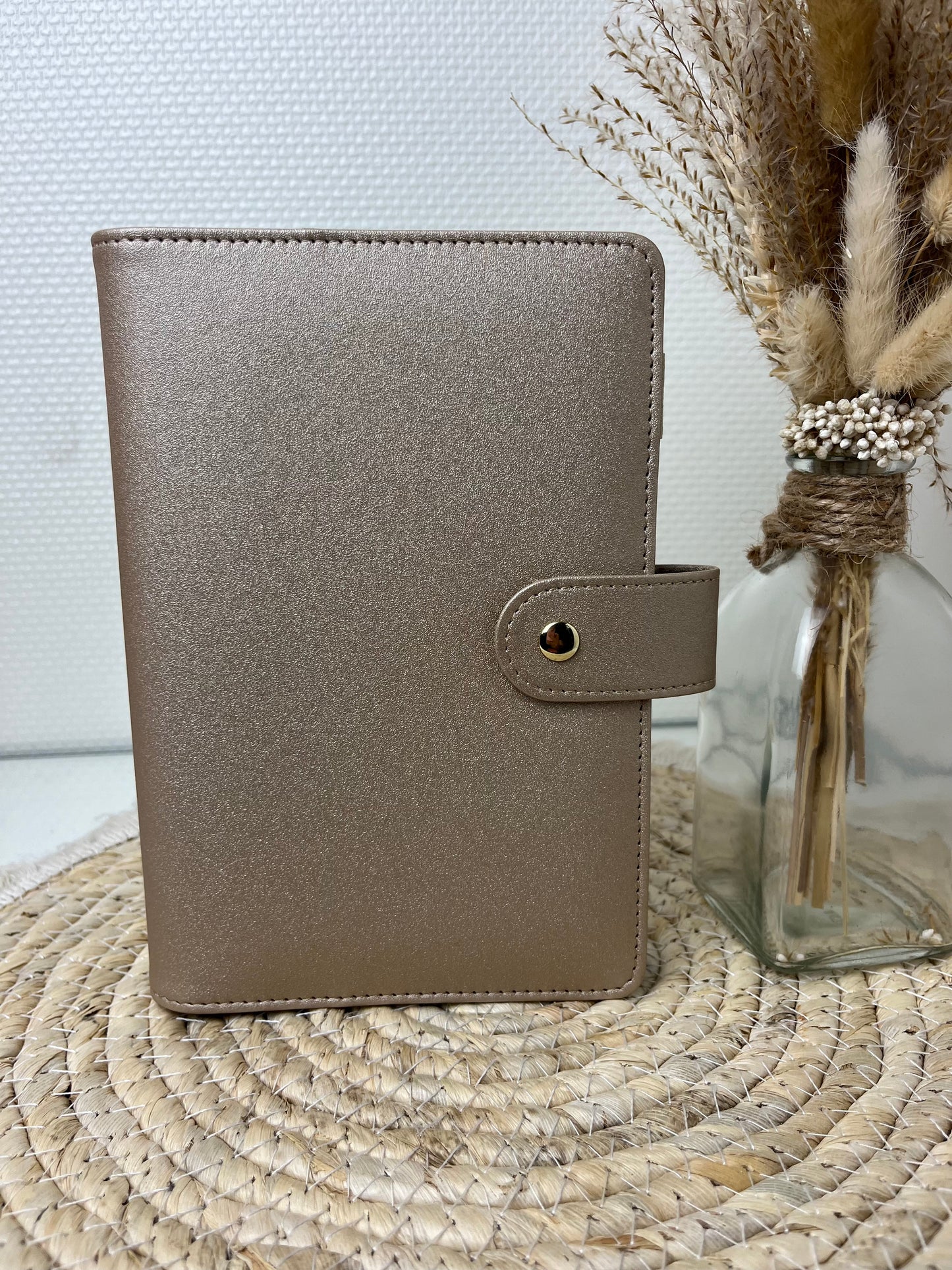 Binder beige metallic goude ringband