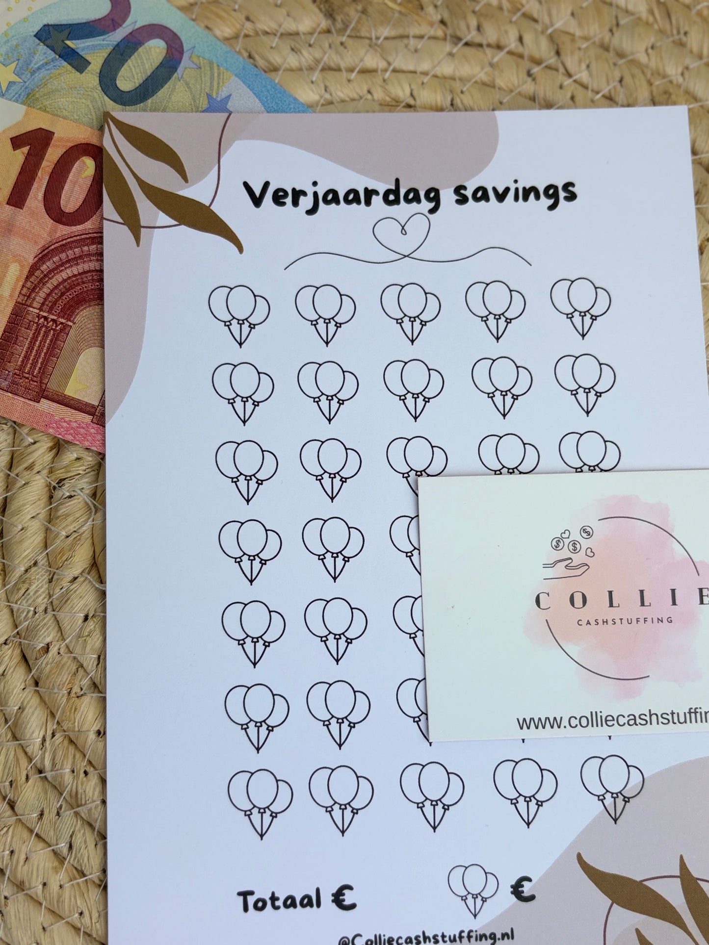 Verjaardag savings challenge japandi A5