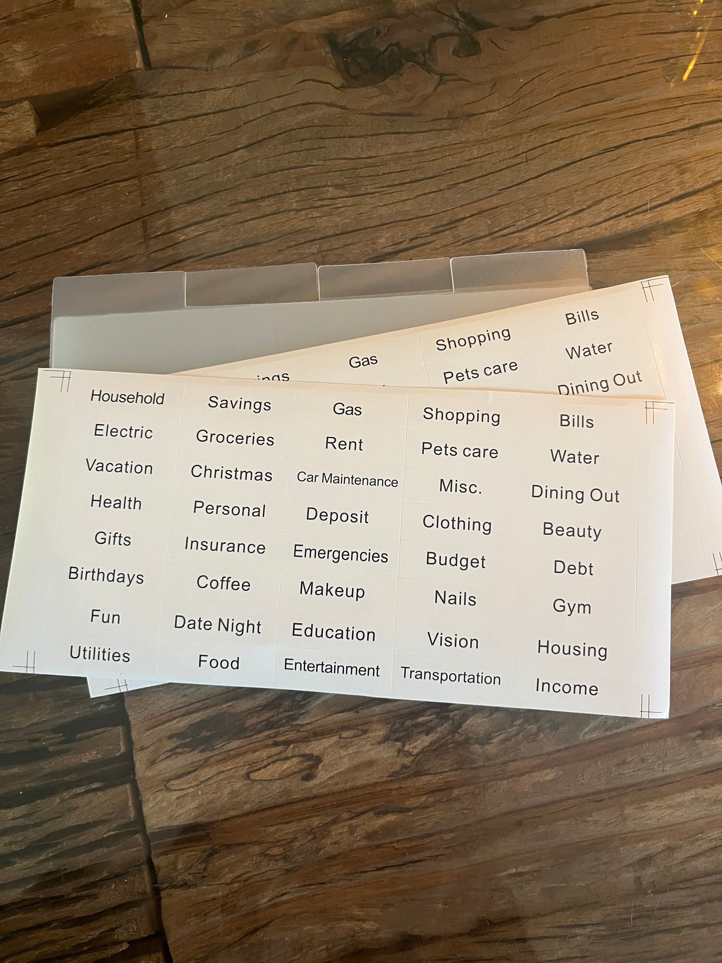 Stickers voor tabbladen portemonnee