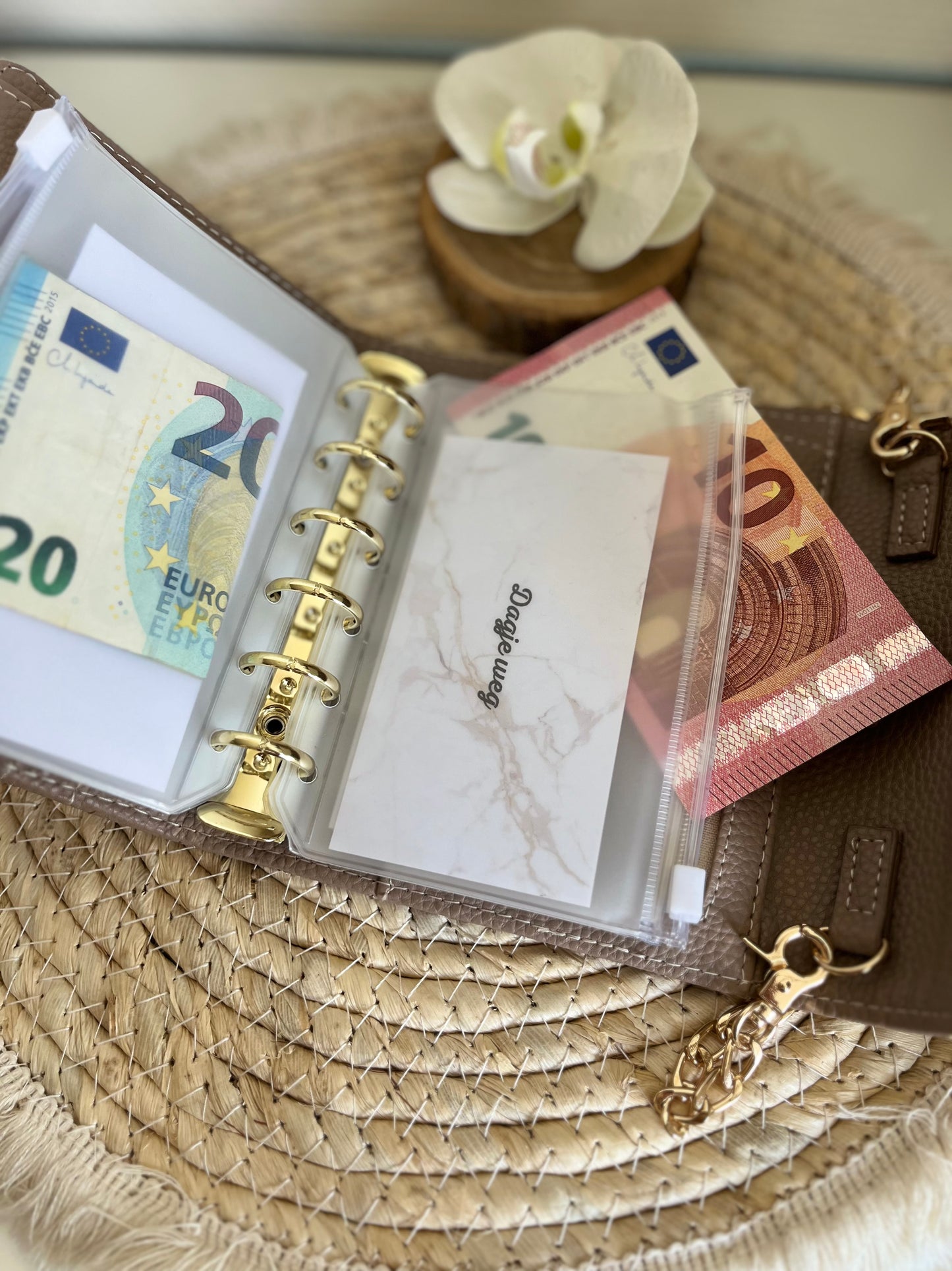 A7 luxe portemonnee binder pebble beige