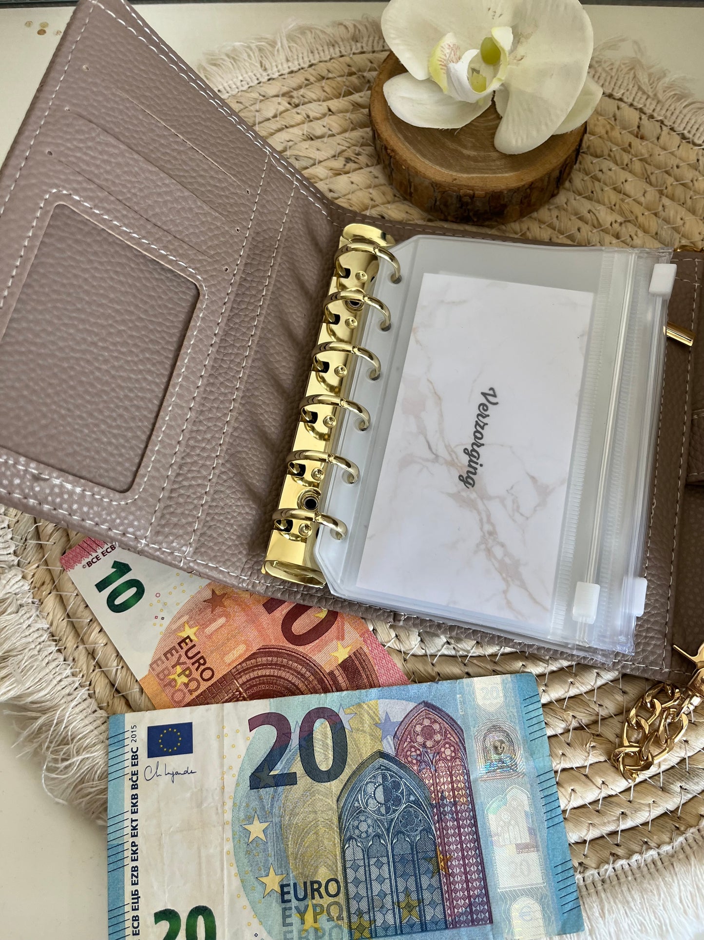 A7 luxe portemonnee binder pebble taupe