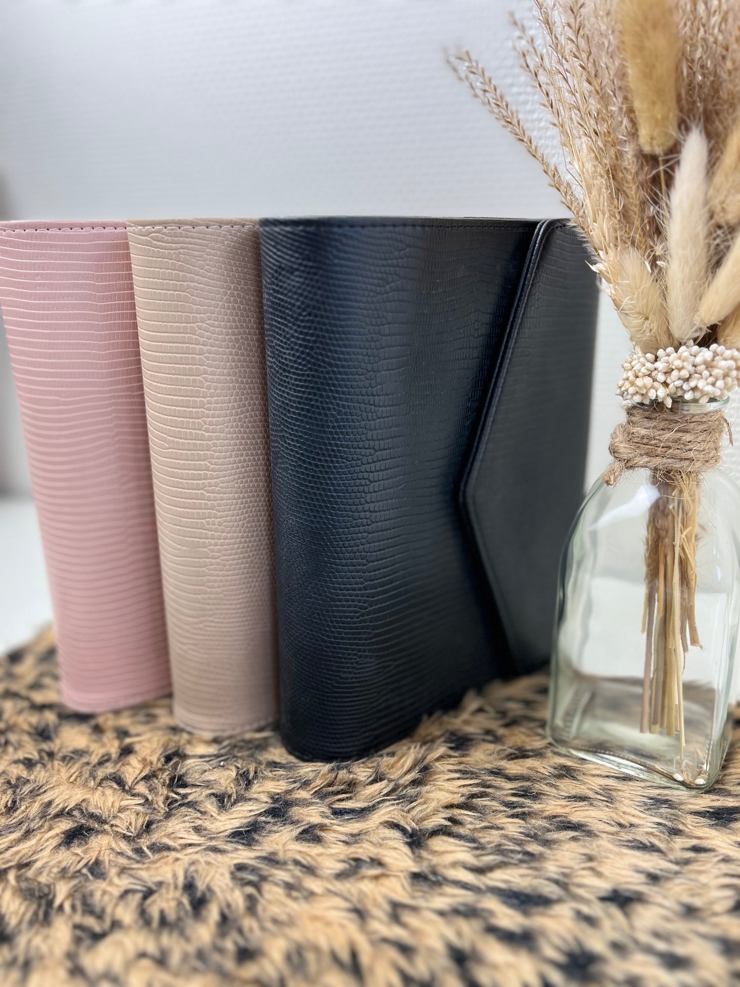 Luxe lizzard binder zwart