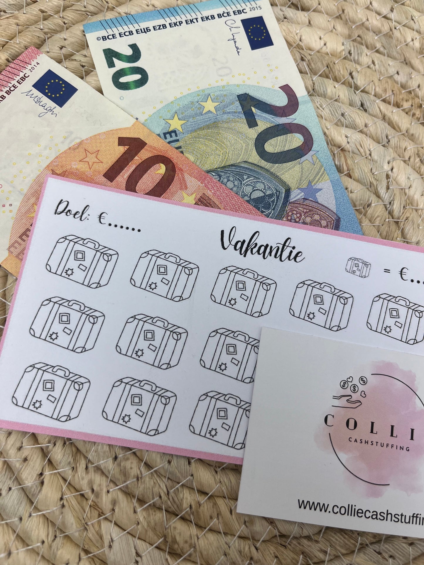 Vakantie challenge zelf te bepalen bedrag roze