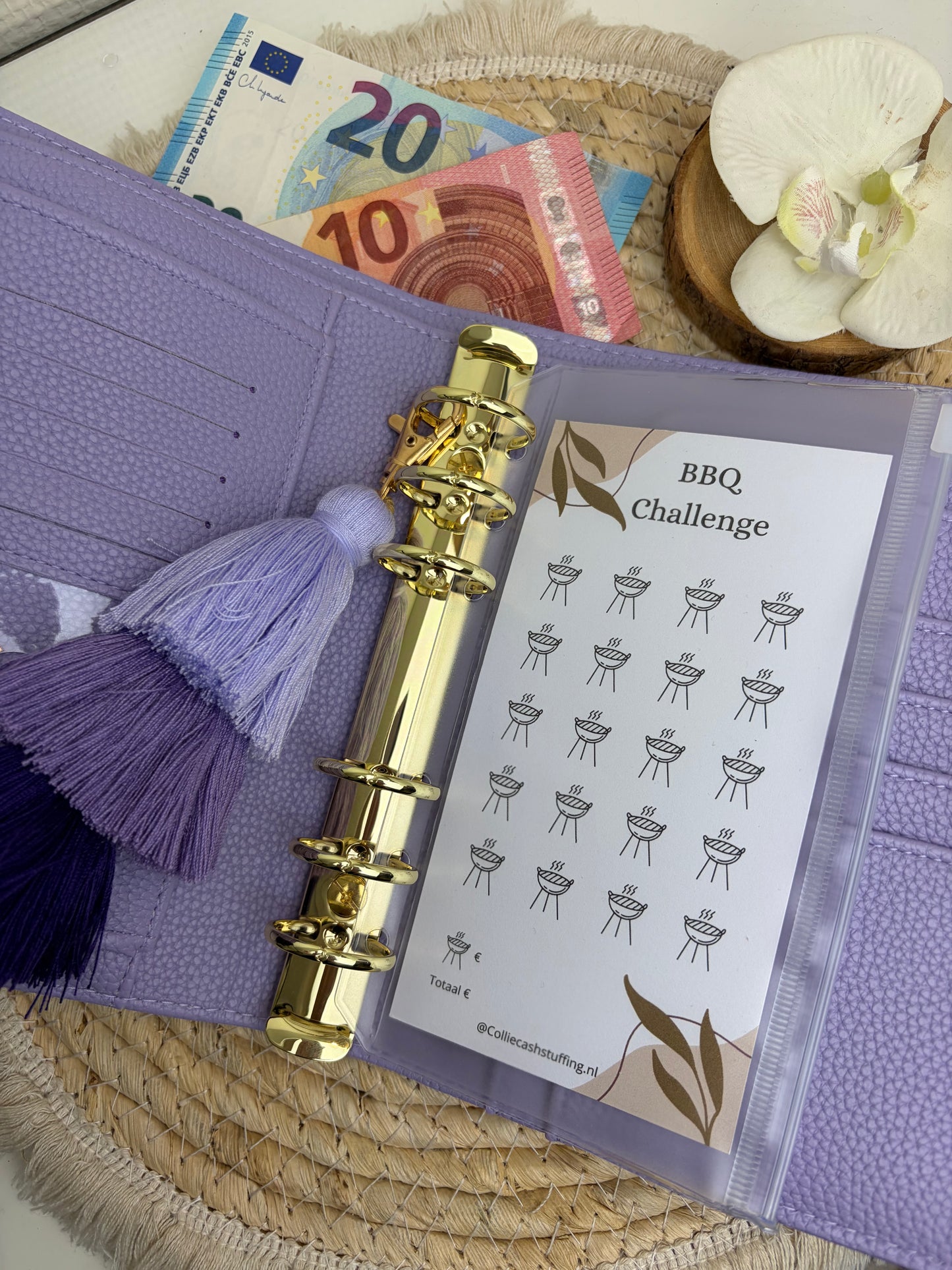 A6 binder dubbele drukknoop lila