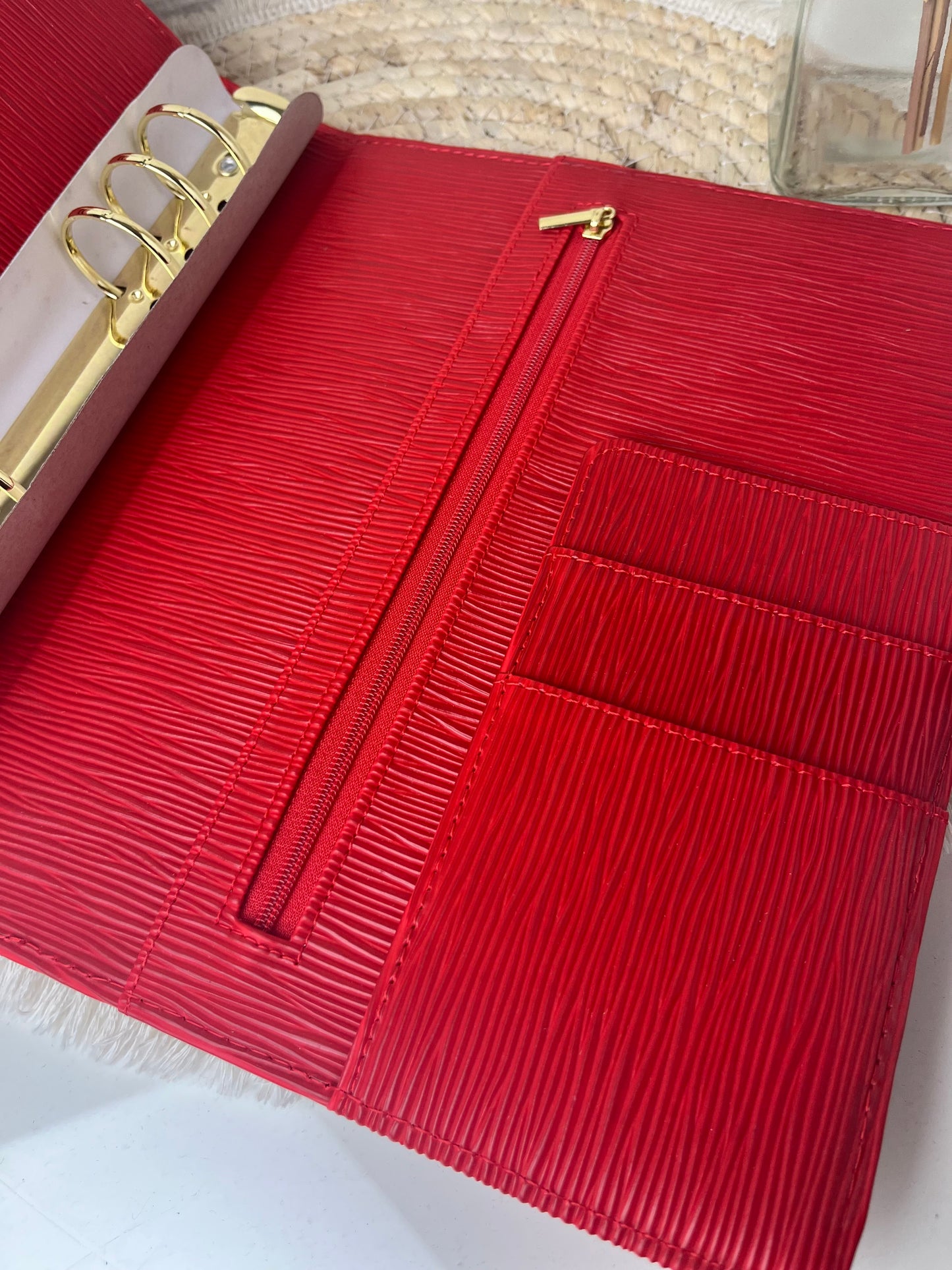 A5 luxe binder saffiano rood