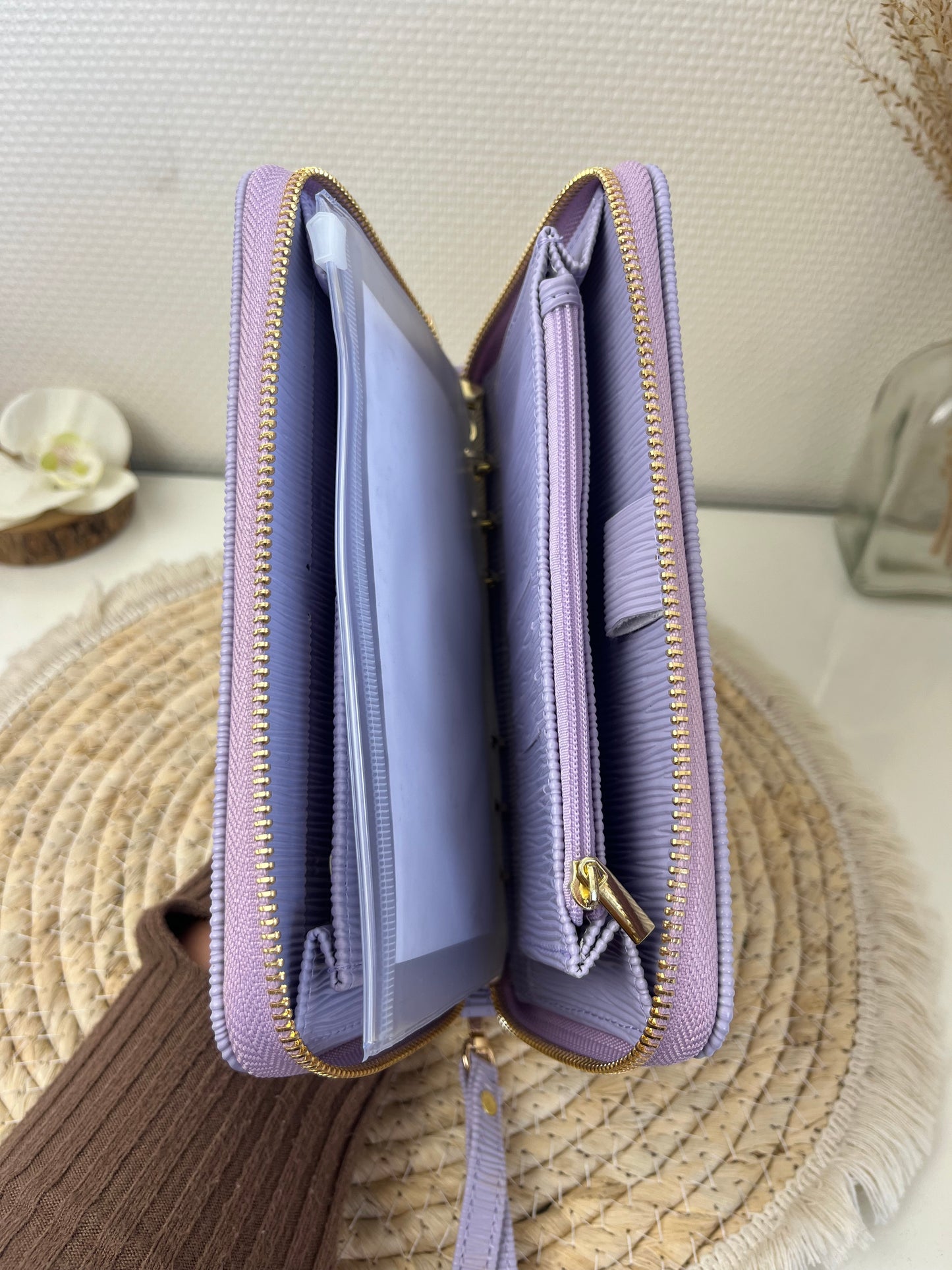 A6 portemonnee binder beige