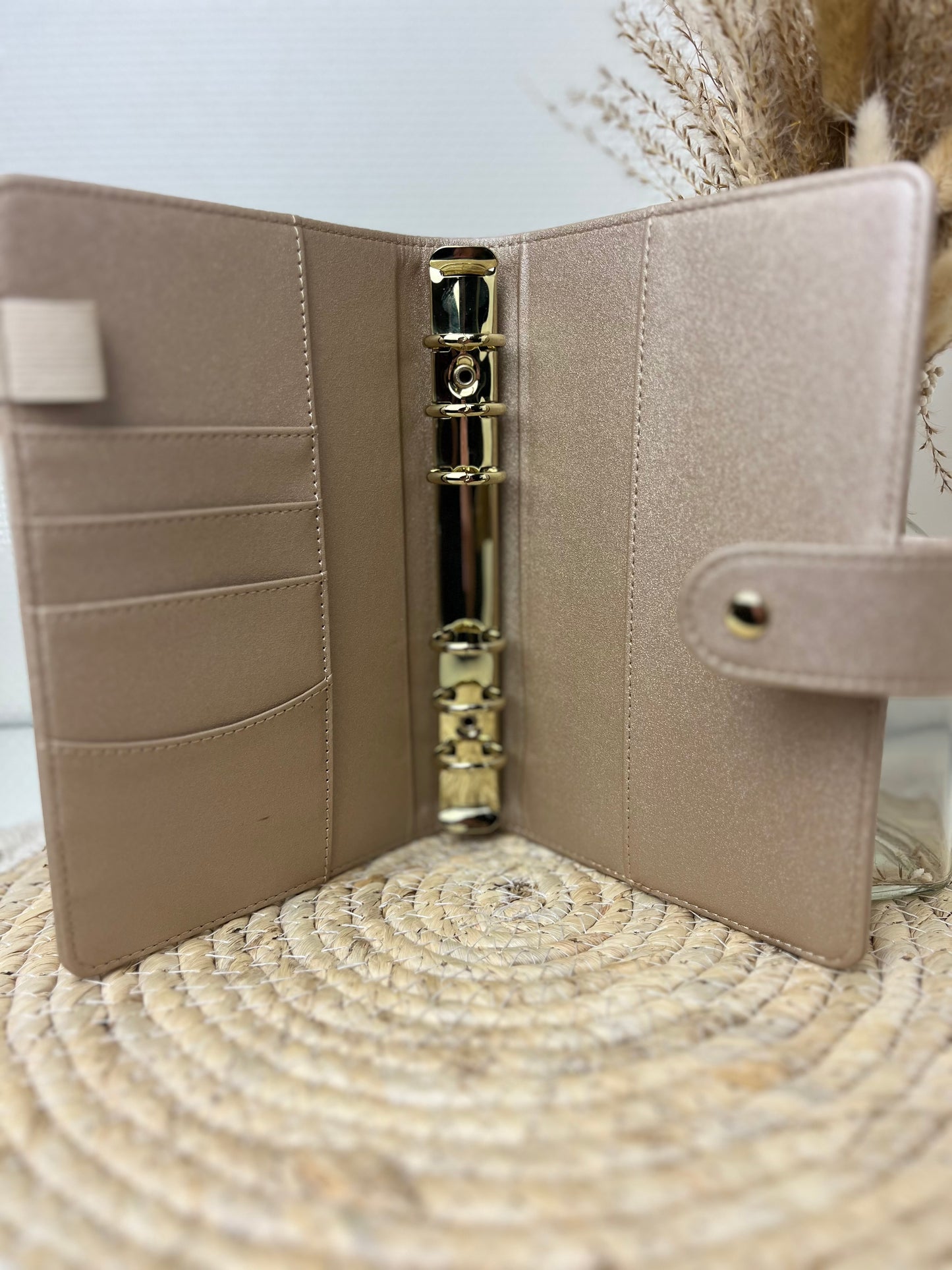 Binder beige metallic goude ringband