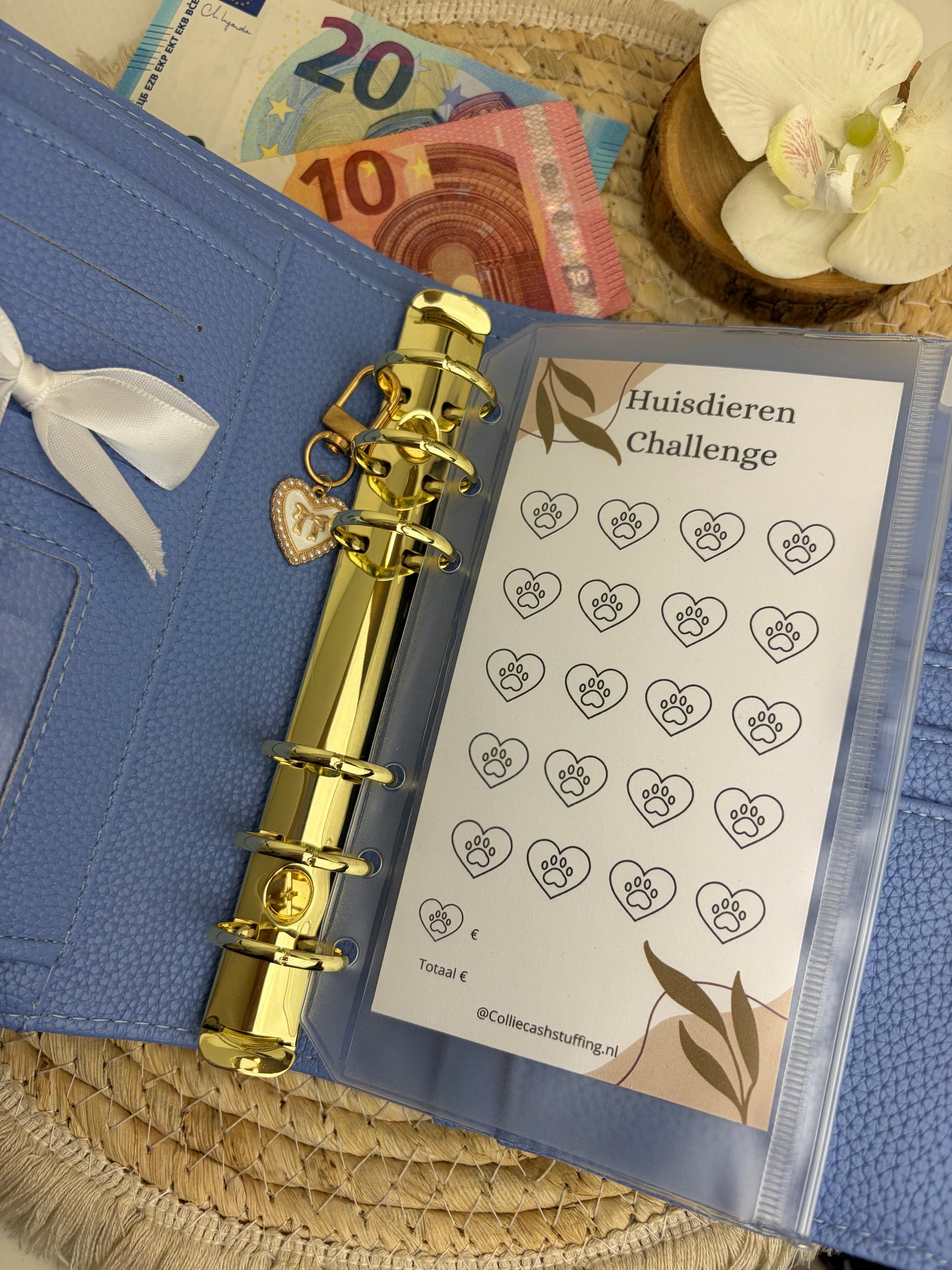 A6 binder dubbele drukknoop lavendel blauw