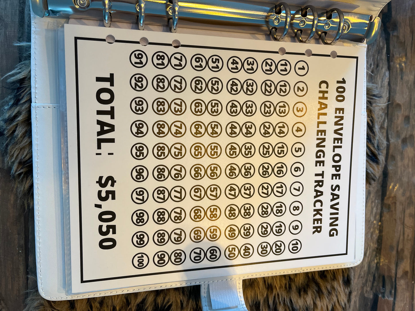 100 enveloppe challenge wit goud