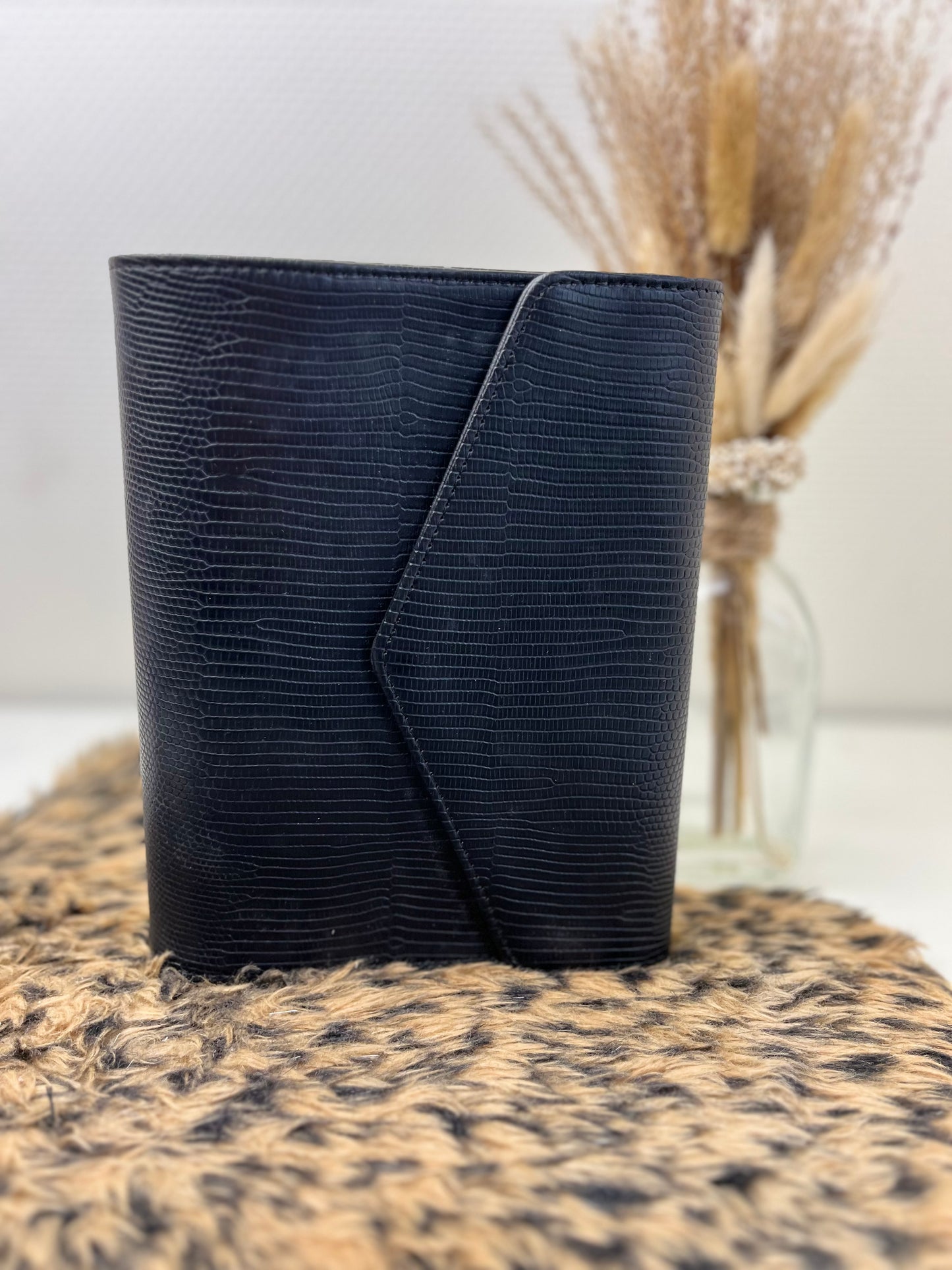 Luxe lizzard binder zwart