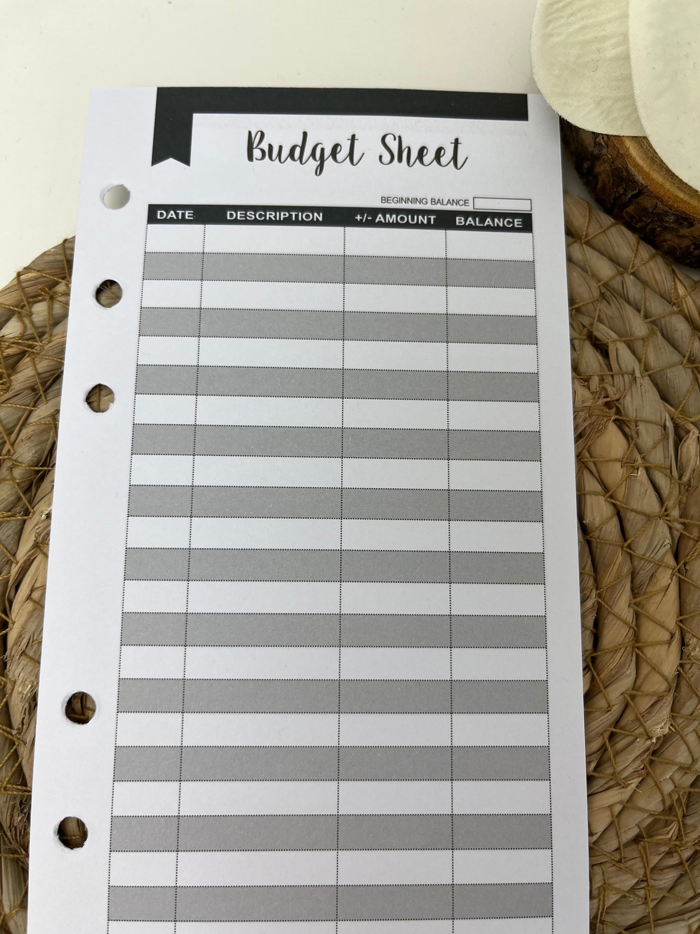 Budget sheet zwart