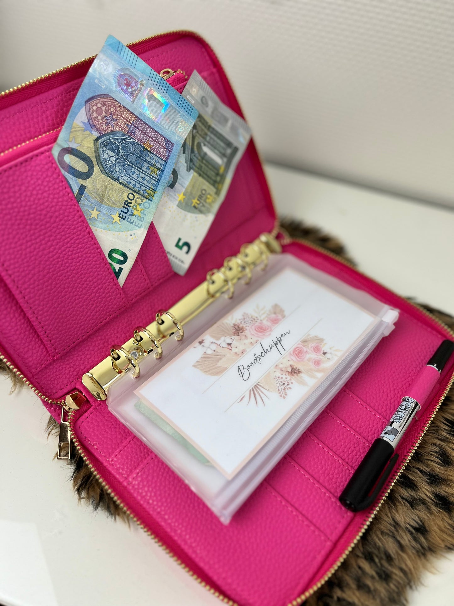 Luxe rits binder hot pink