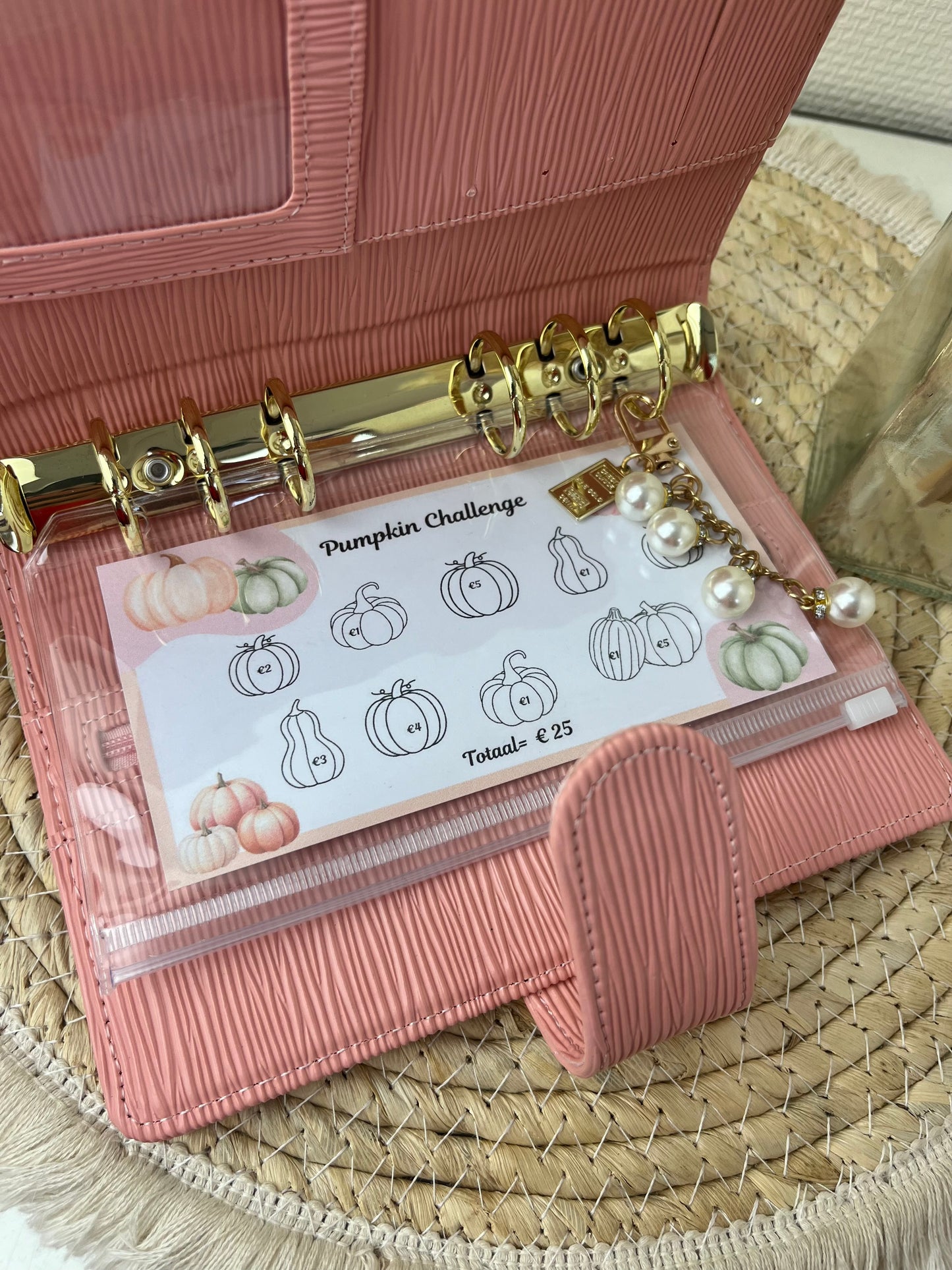 Saffiano binder a6 Peach