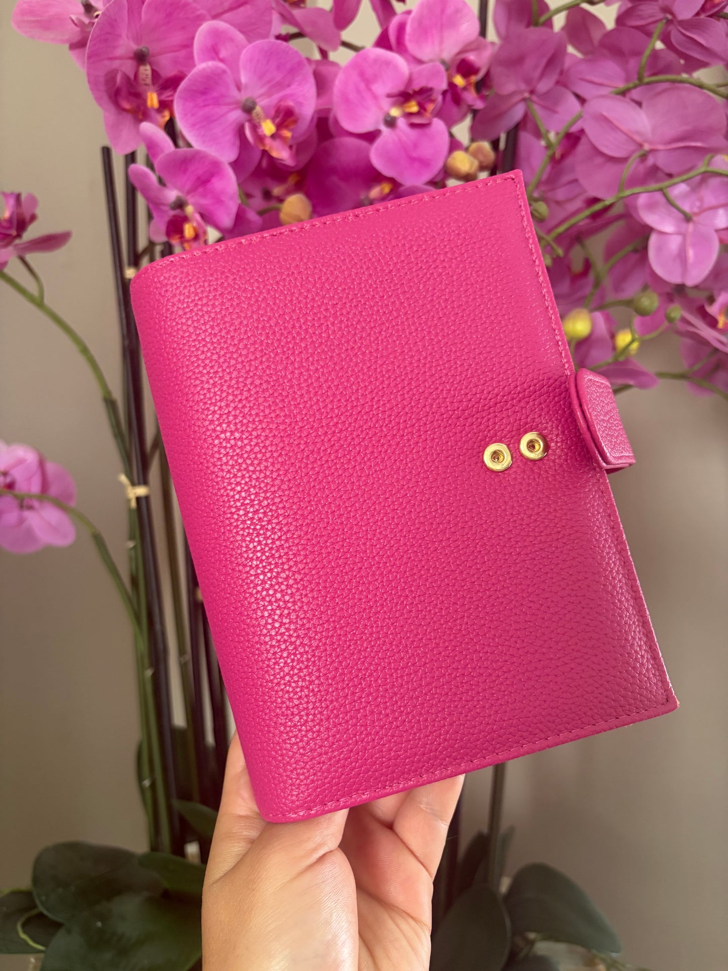 A6 binder dubbele drukknoop fuchsia
