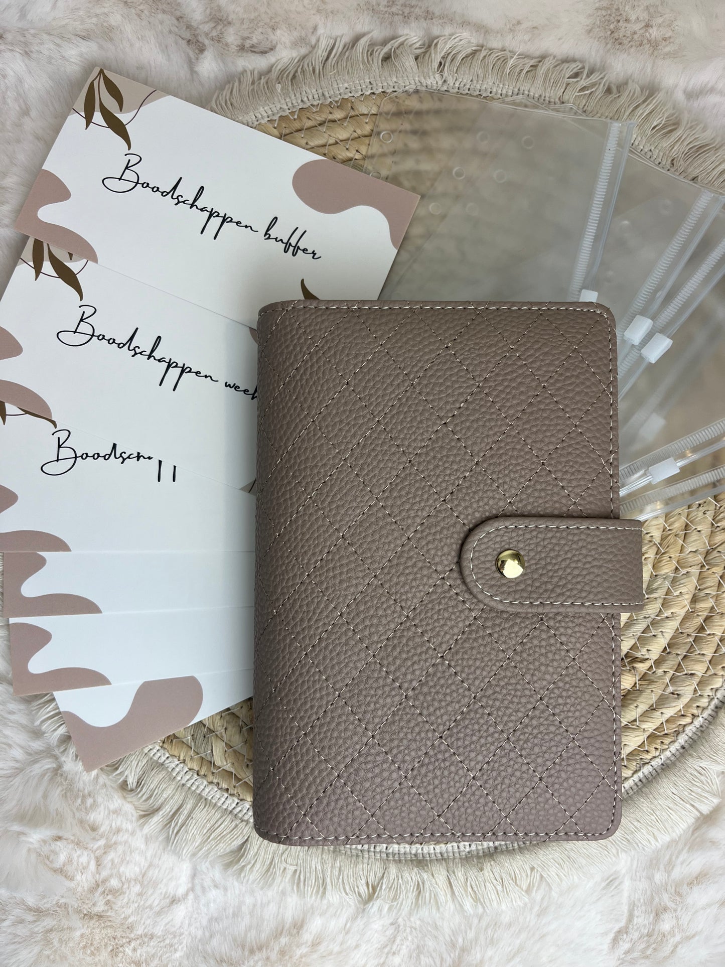 Boodschappen binder Japandi taupe A6