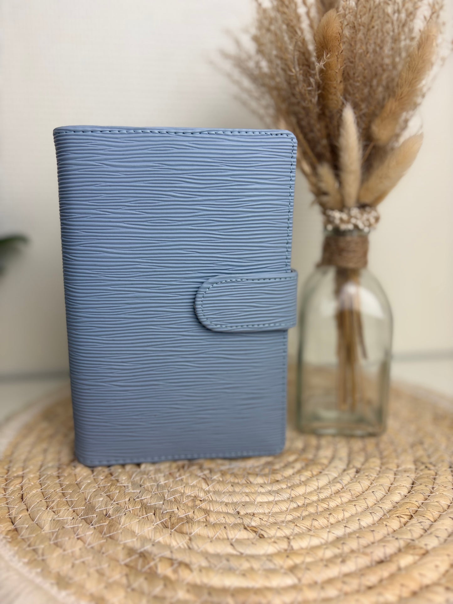 Saffiano binder a6 jeans blauw