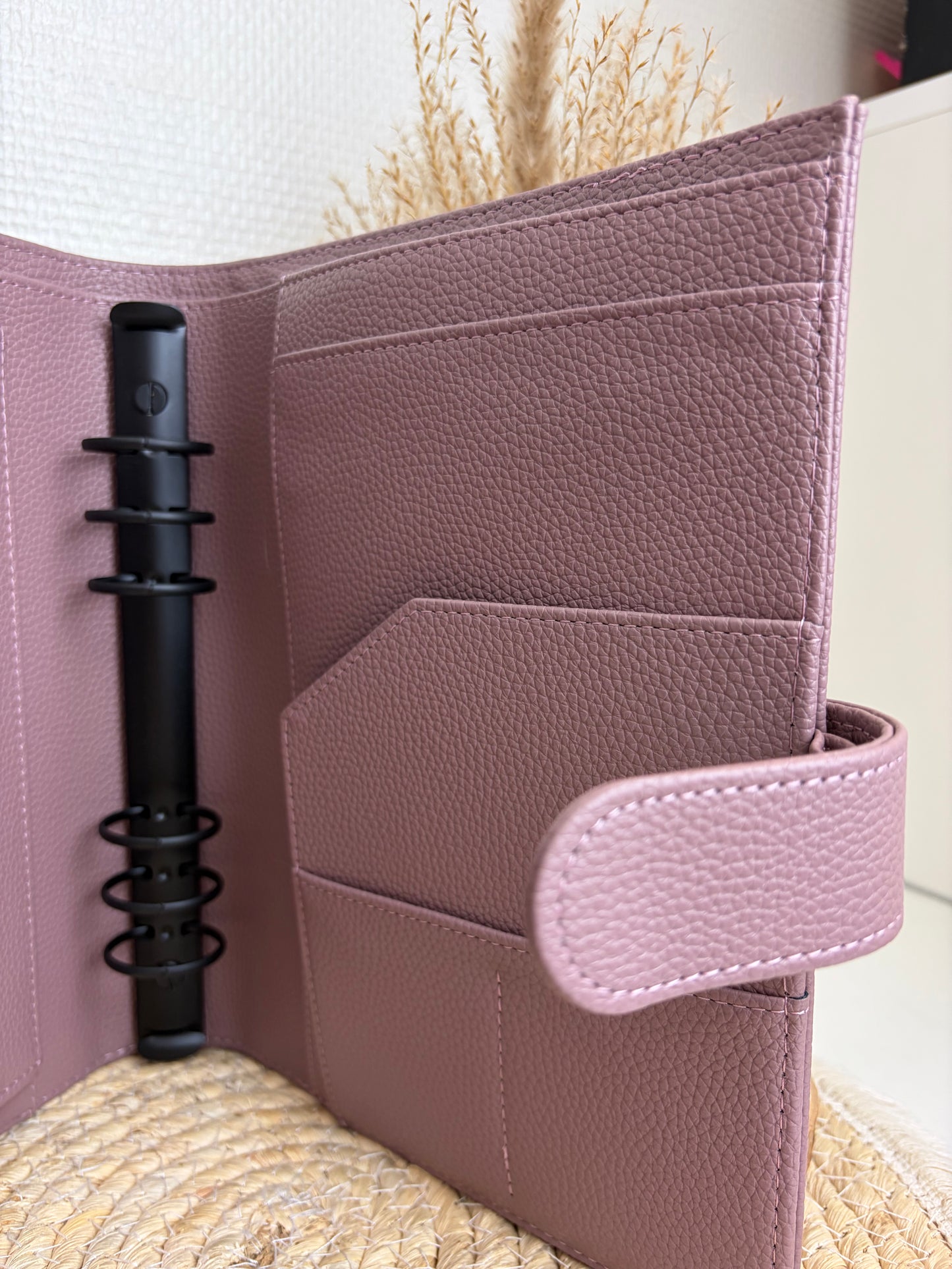 A5 binder dubbele drukknop mocca zwarte ringband
