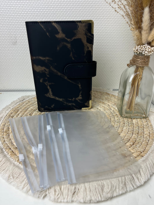 Binder marble zwart met zippers