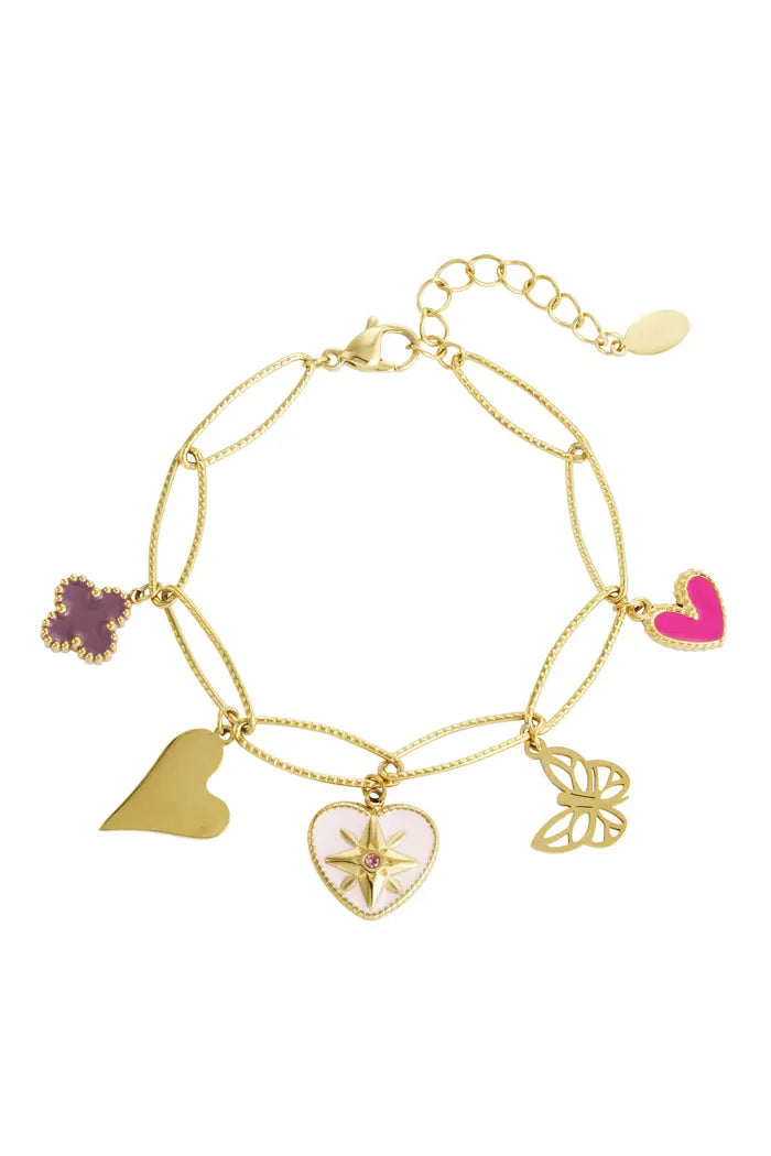 Bedelarmband hearts goud