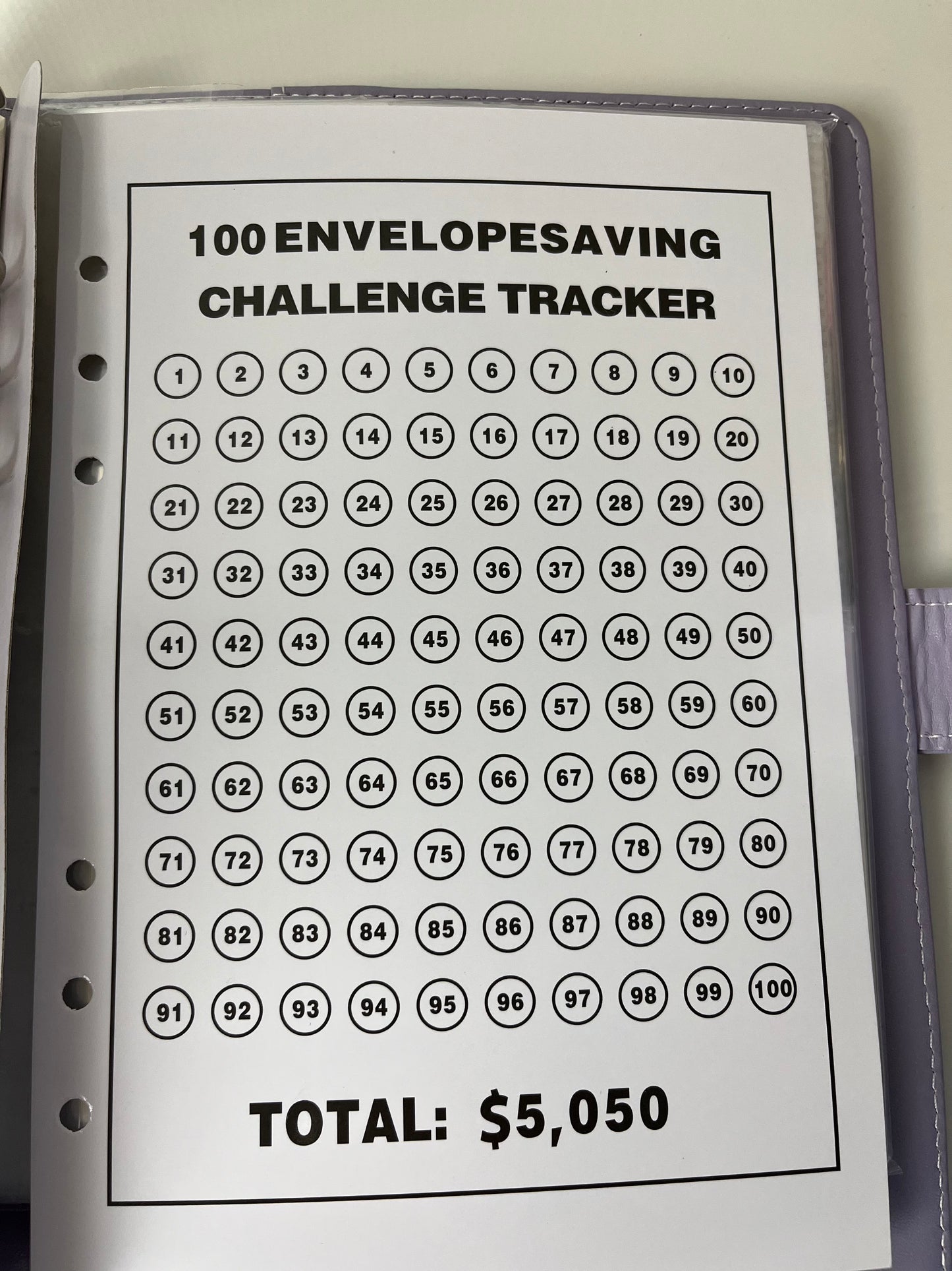 100 enveloppe challenge lila