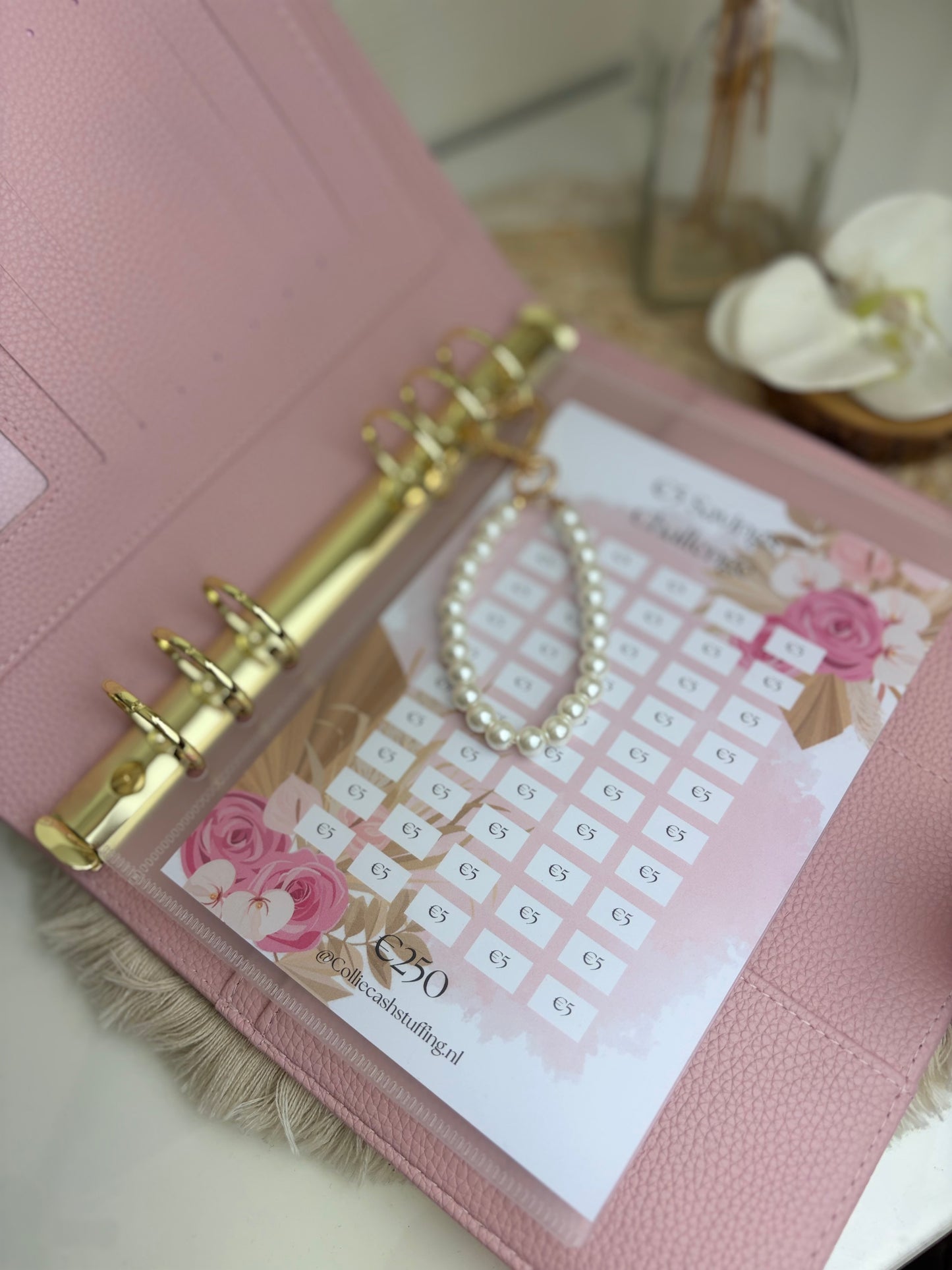 A5 binder dubbele drukknop baby pink