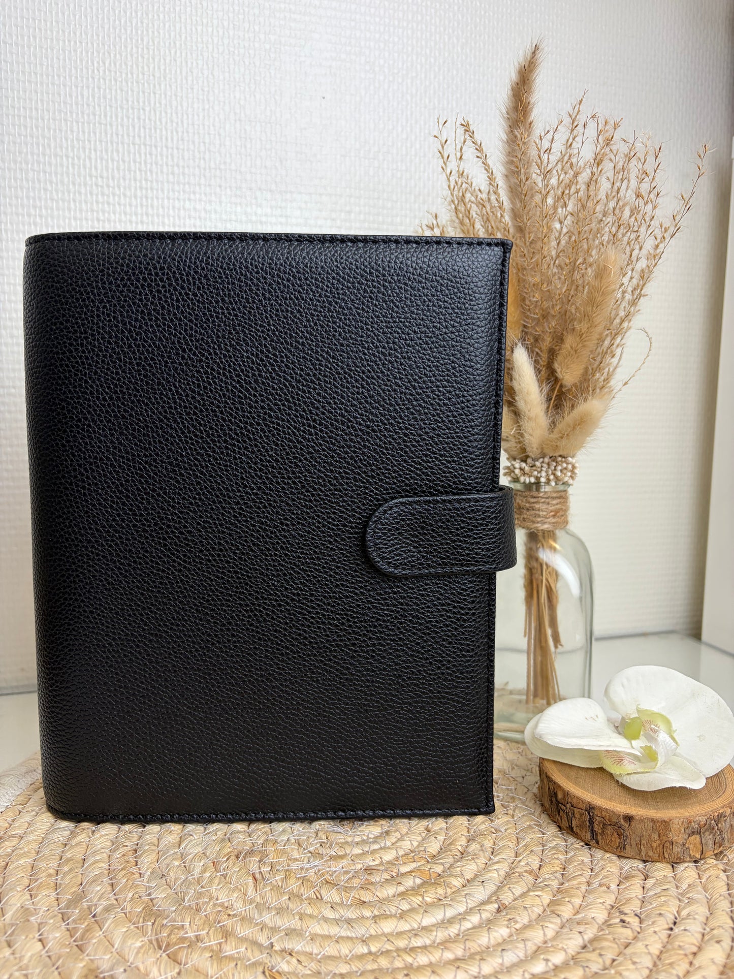 A5 binder dubbele drukknop zwart met zwarte ringband