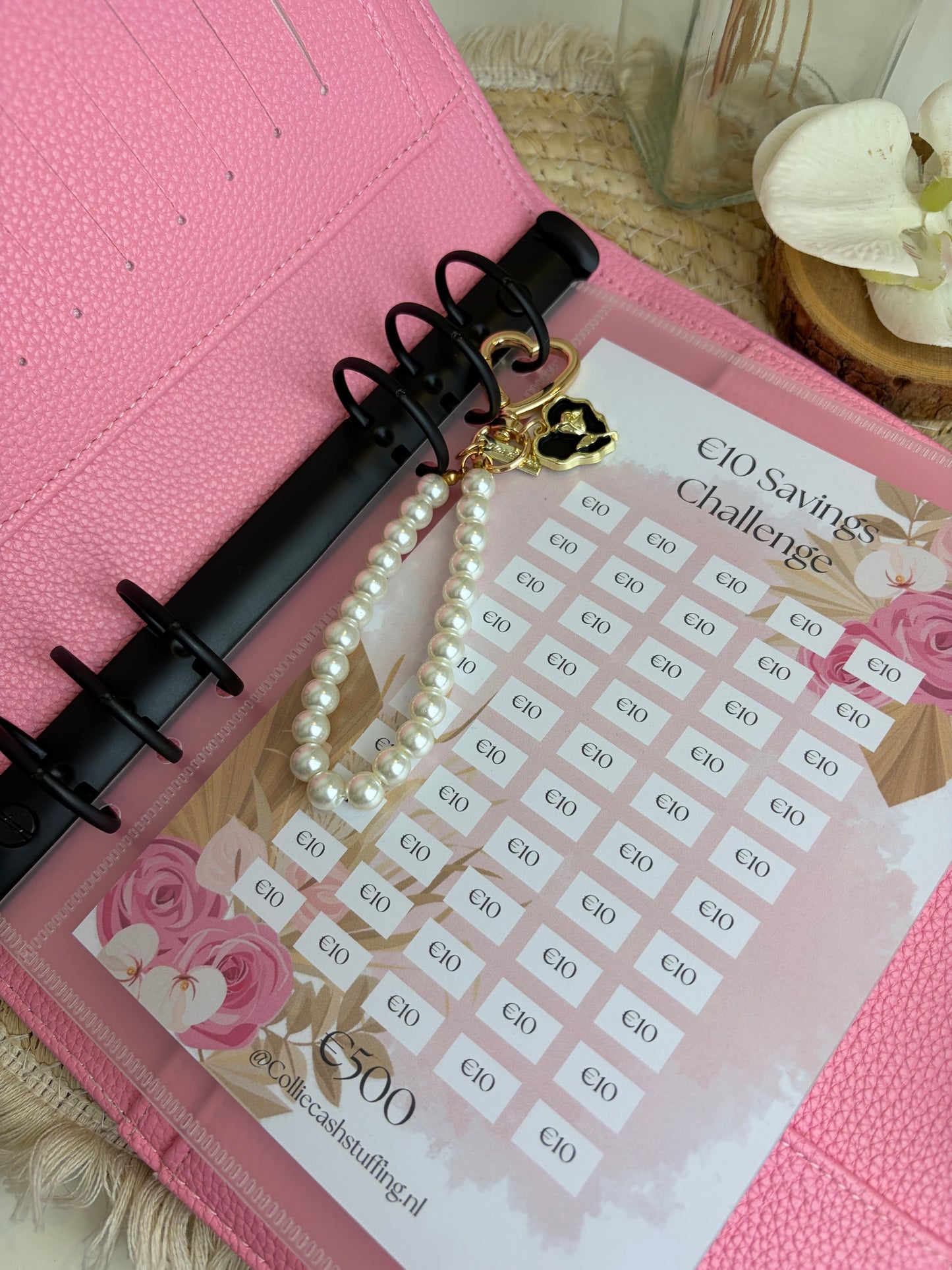 A5 binder dubbele drukknop Barbie roze zwarte ringband