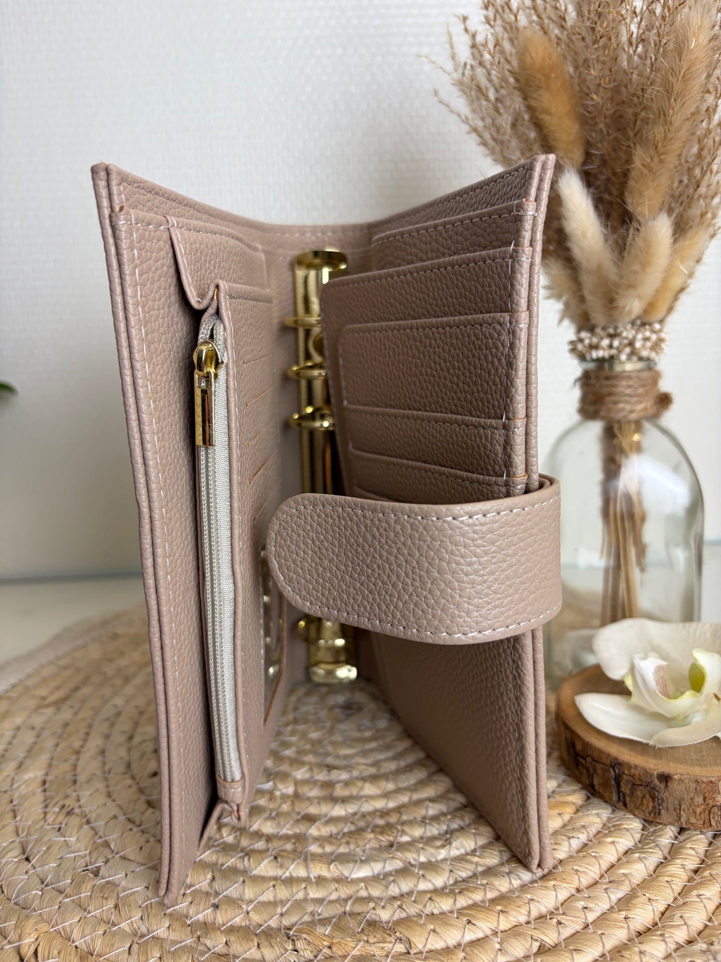 A6 binder dubbele drukknoop taupe