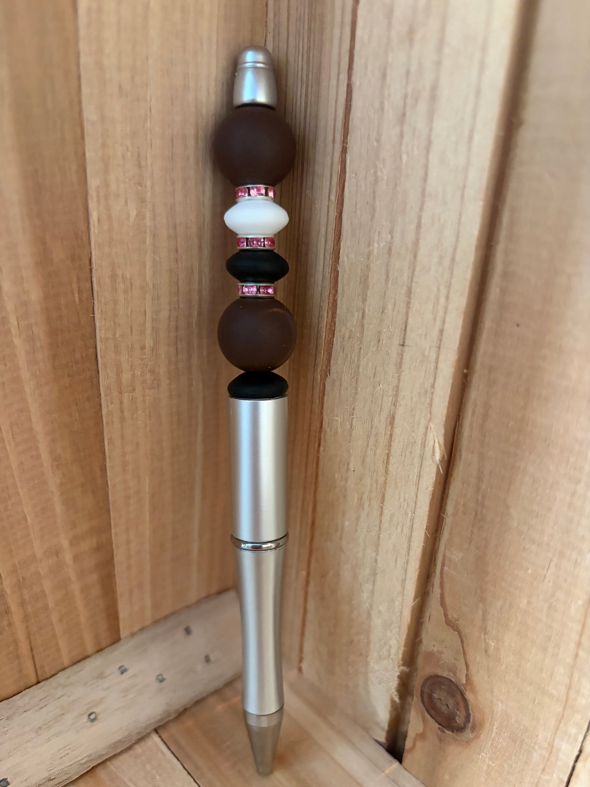 Pen zilver donker bruin