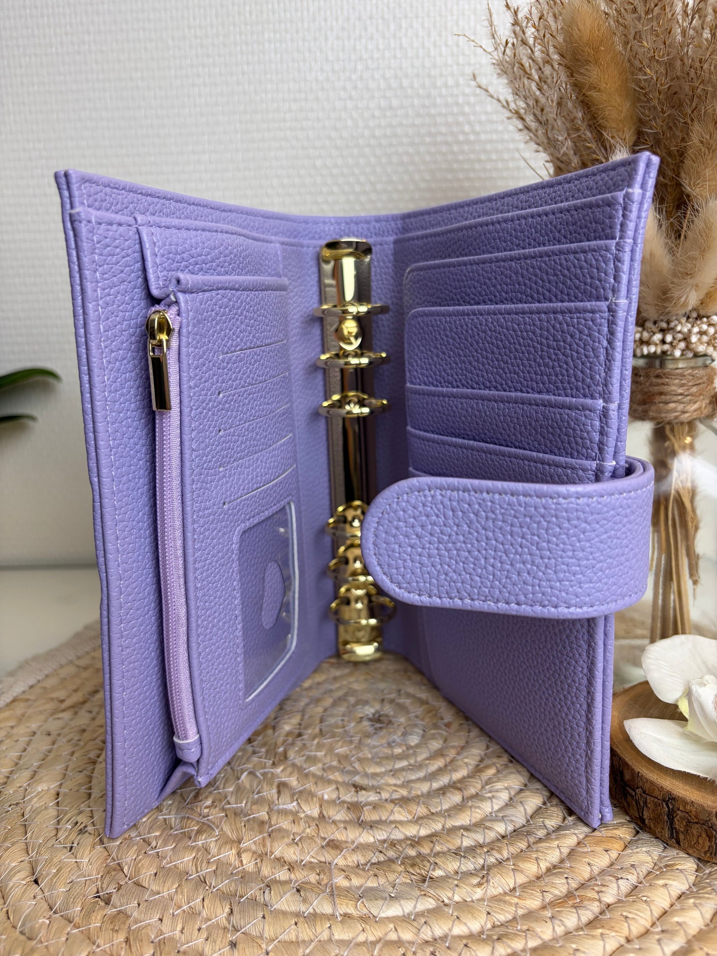 A6 binder dubbele drukknoop lila