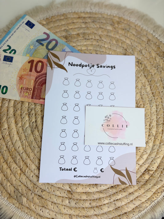 Noodpotje savings challenge japandi A5