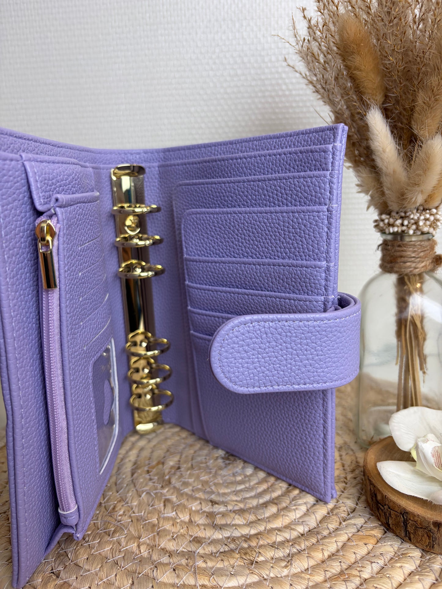 A6 binder dubbele drukknoop lila