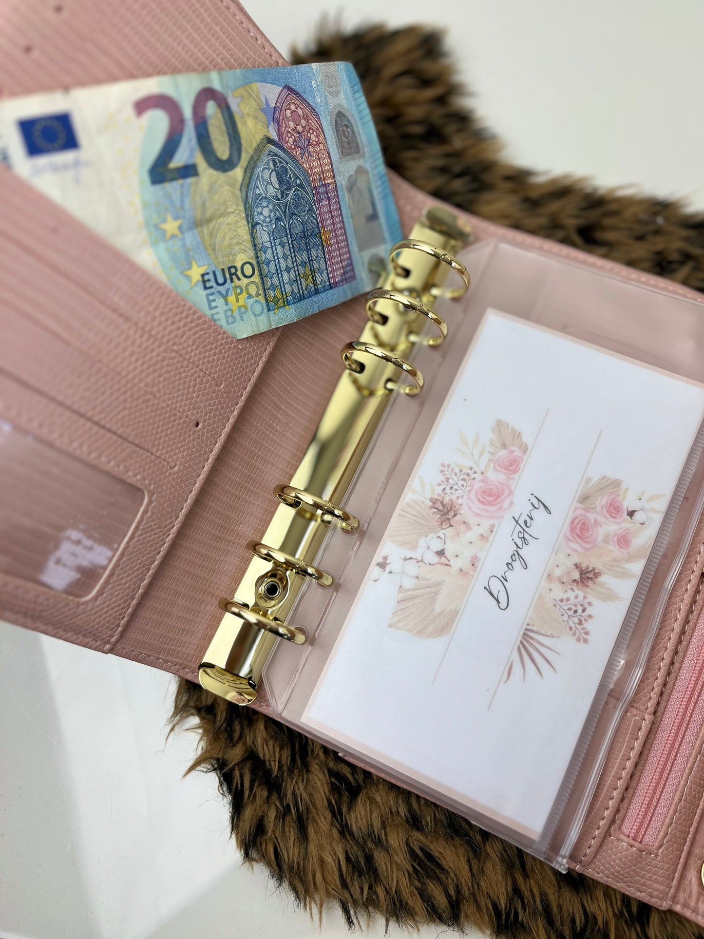 Luxe envelop binder lizzard a6 roze