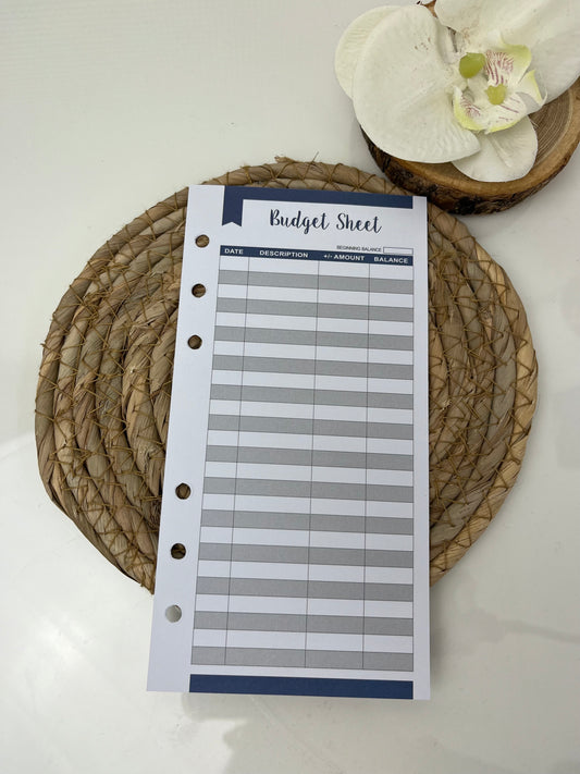 Budget sheet donker blauw