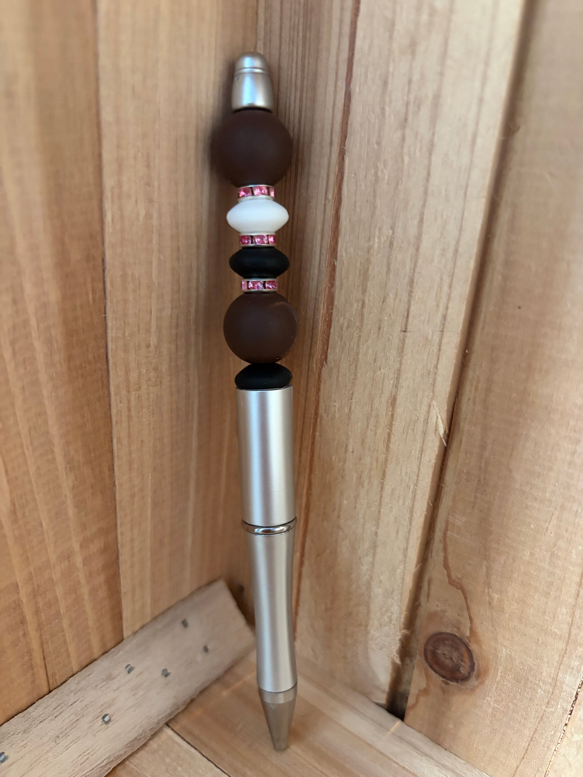 Pen zilver donker bruin