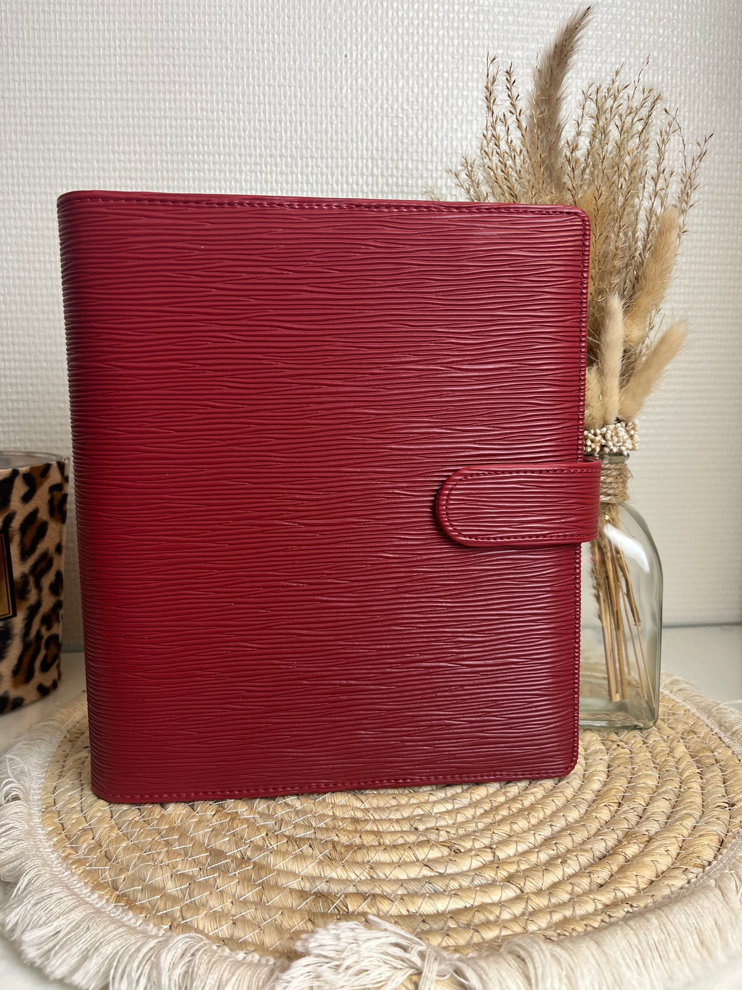 A5 luxe binder saffiano bordeaux rood