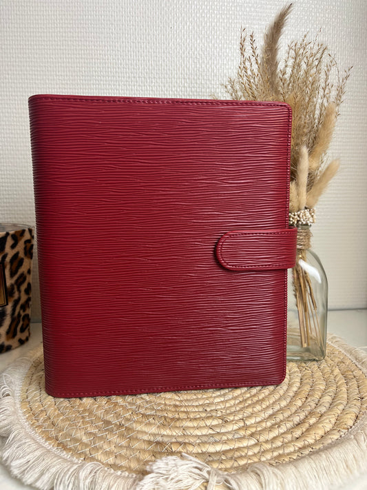 A5 luxe binder saffiano bordeaux rood