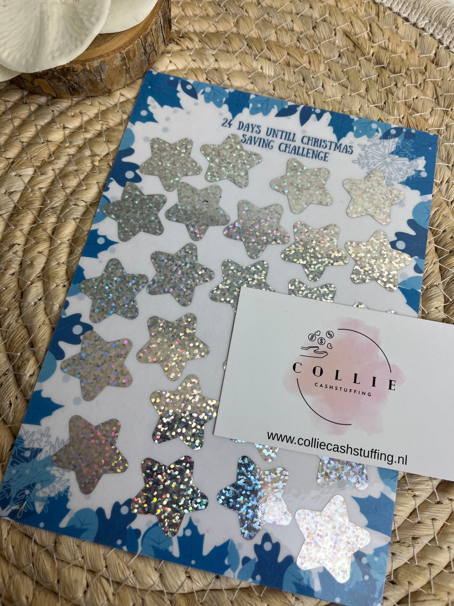 Kerst kras kaart blauw A5