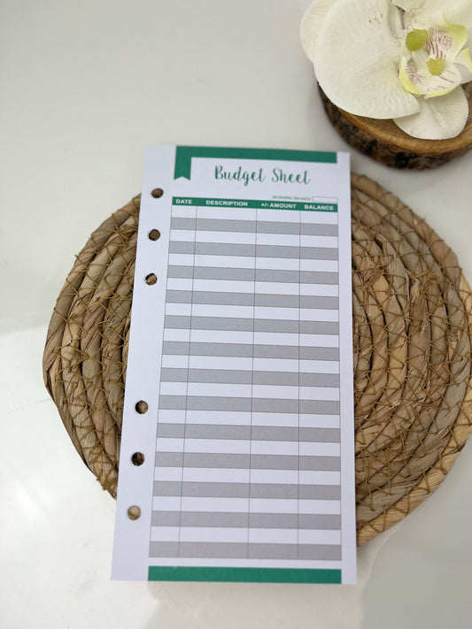 Budget sheet groen