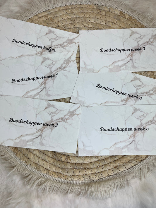 Boodschappen dashboard set marble A6