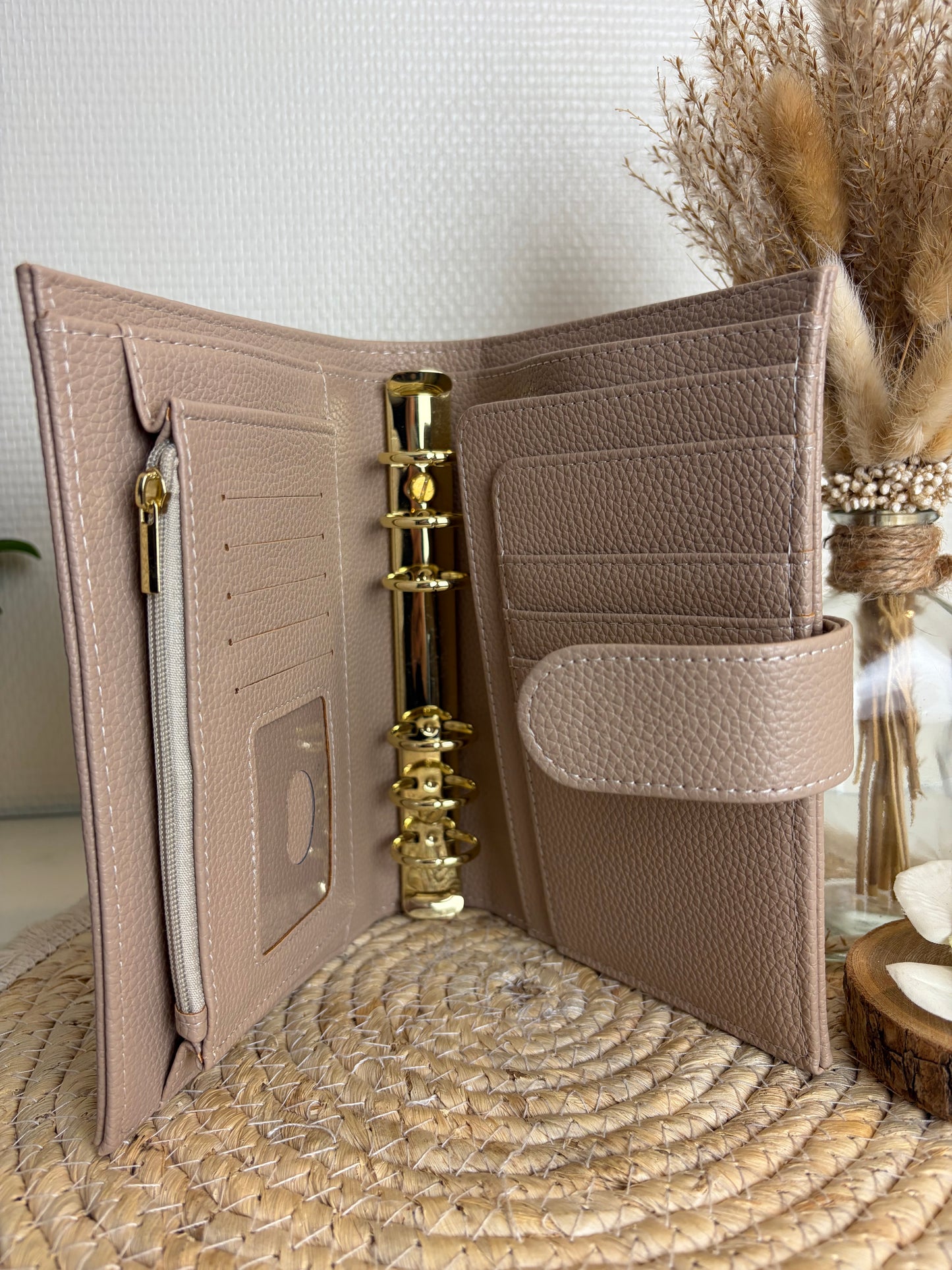 A6 binder dubbele drukknoop taupe