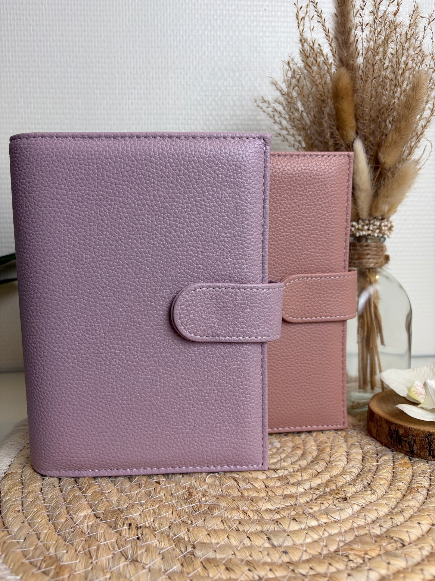 A6 binder dubbele drukknoop oud roze
