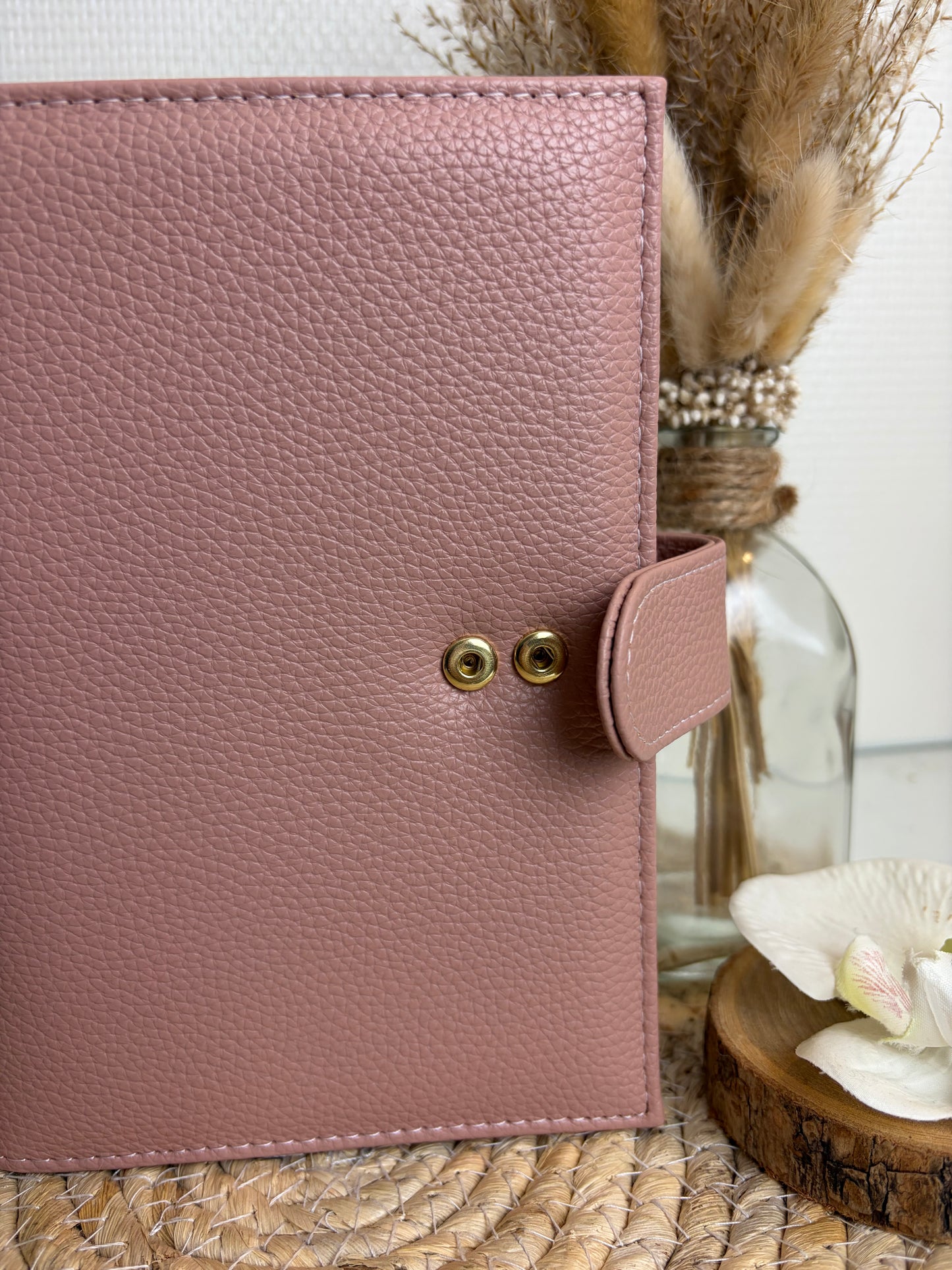 A6 binder dubbele drukknoop oud roze