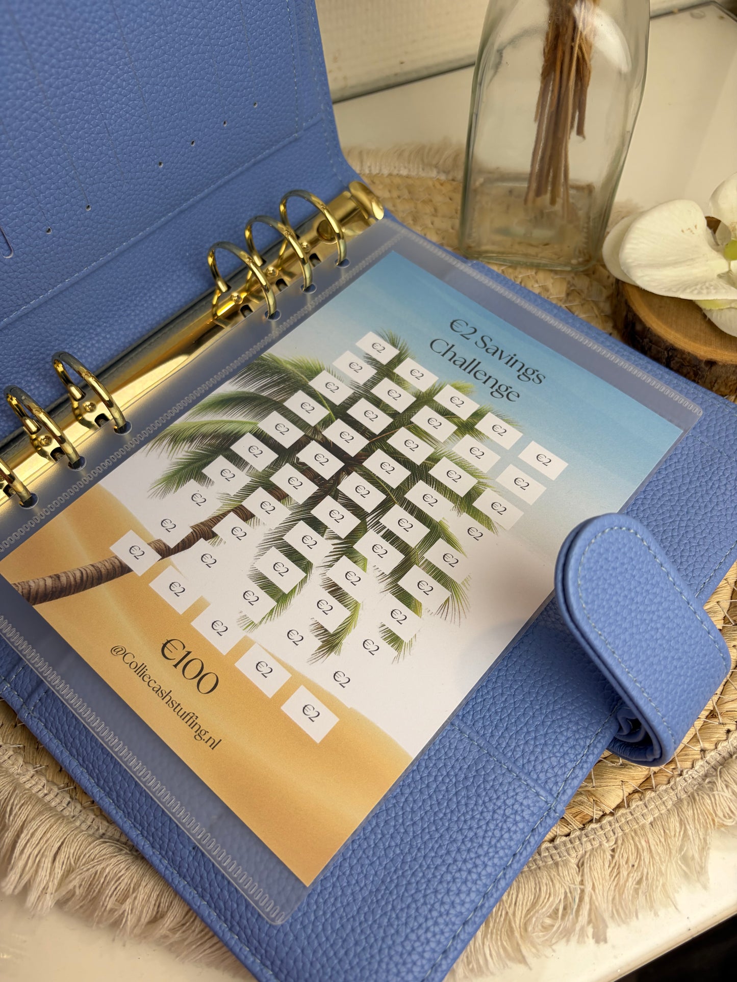 A5 binder dubbele drukknop lavendel blauw