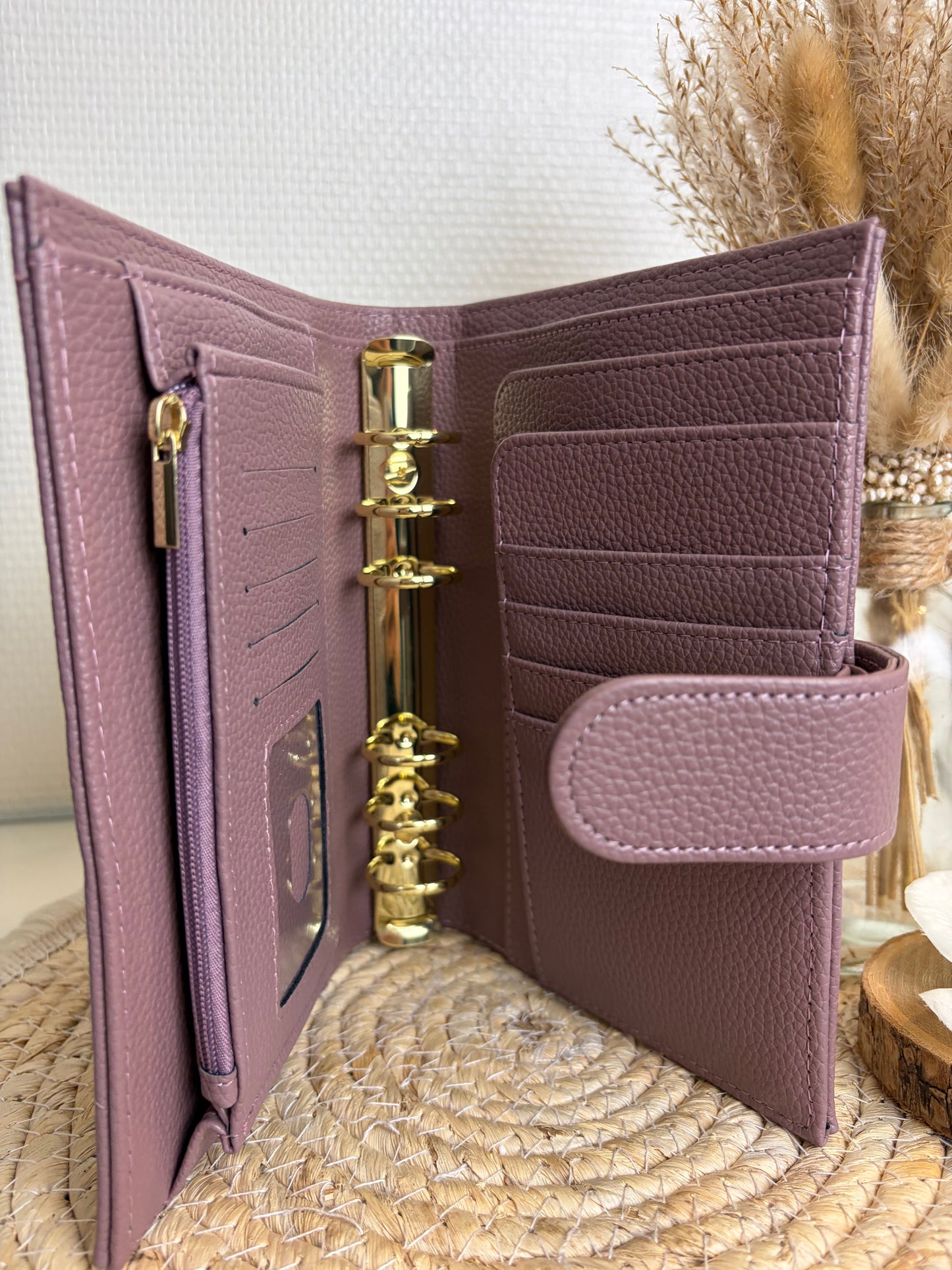 A6 binder dubbele drukknoop mokka