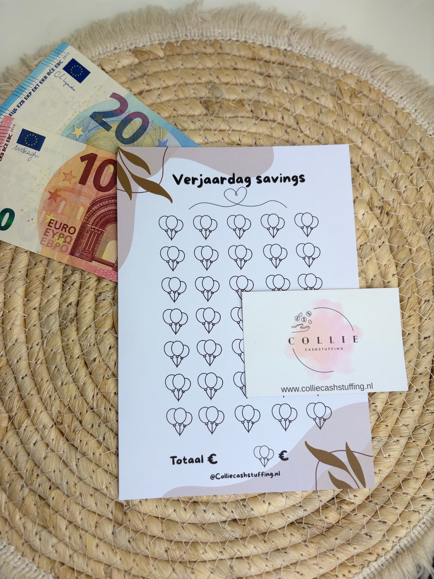 Verjaardag savings challenge japandi A5