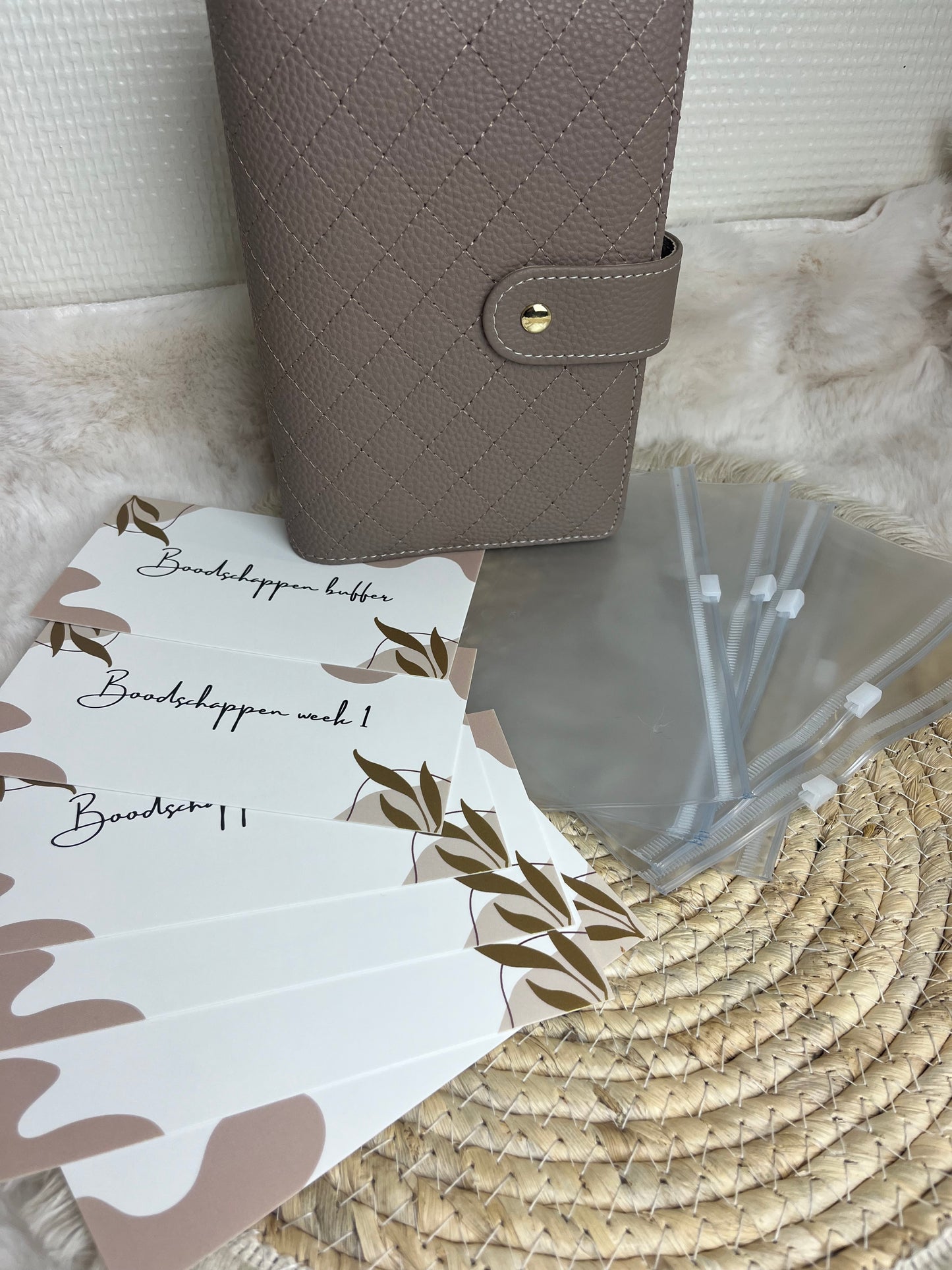 Boodschappen binder Japandi taupe A6